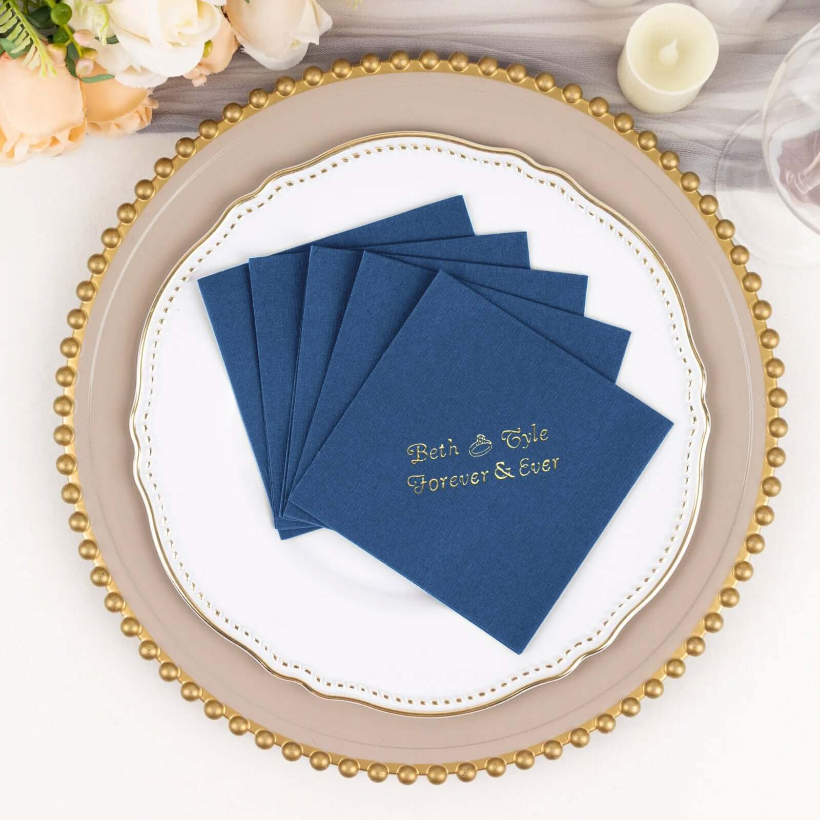 100-Pack Soft Airlaid Paper Beverage Napkins Personalized Small Emblem - Highly Absorbent Custom Napkins - Image 19