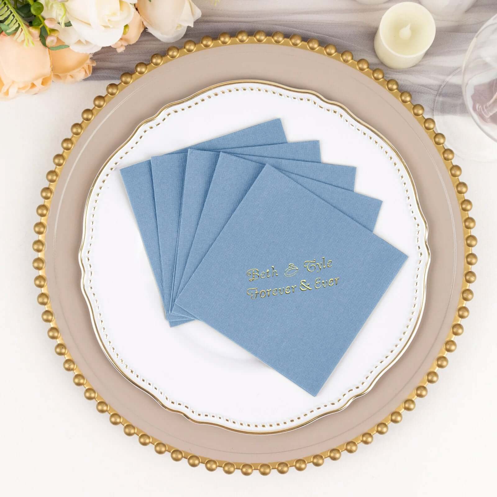 100-Pack Soft Airlaid Paper Beverage Napkins Personalized Small Emblem - Highly Absorbent Custom Napkins - Image 2