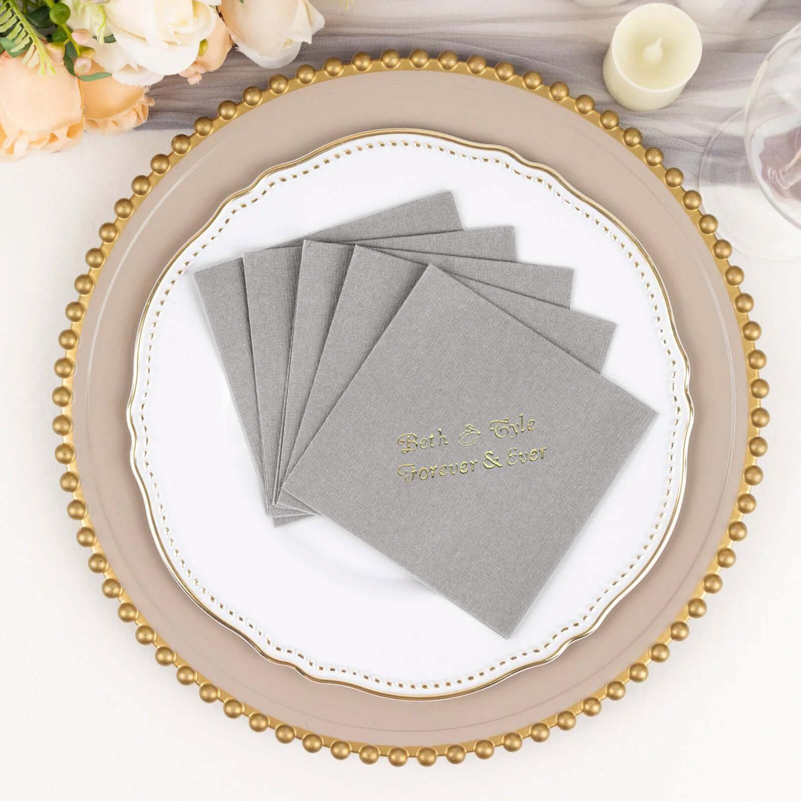 100-Pack Soft Airlaid Paper Beverage Napkins Personalized Small Emblem - Highly Absorbent Custom Napkins - Image 23