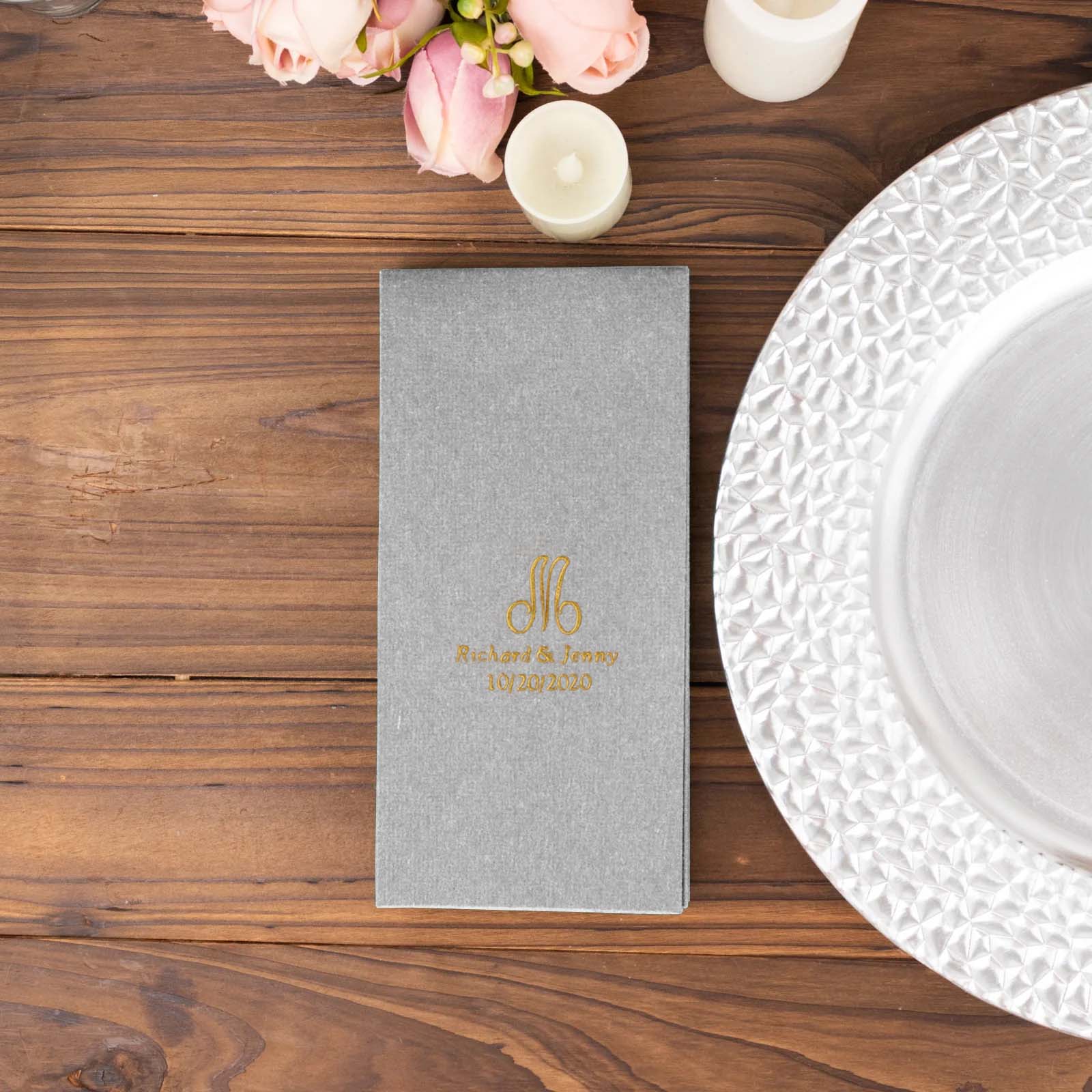 100-Pack Soft Airlaid Paper Dinner Napkins Personalized Monogram - Custom Highly Absorbent Napkins for Events - Image 26
