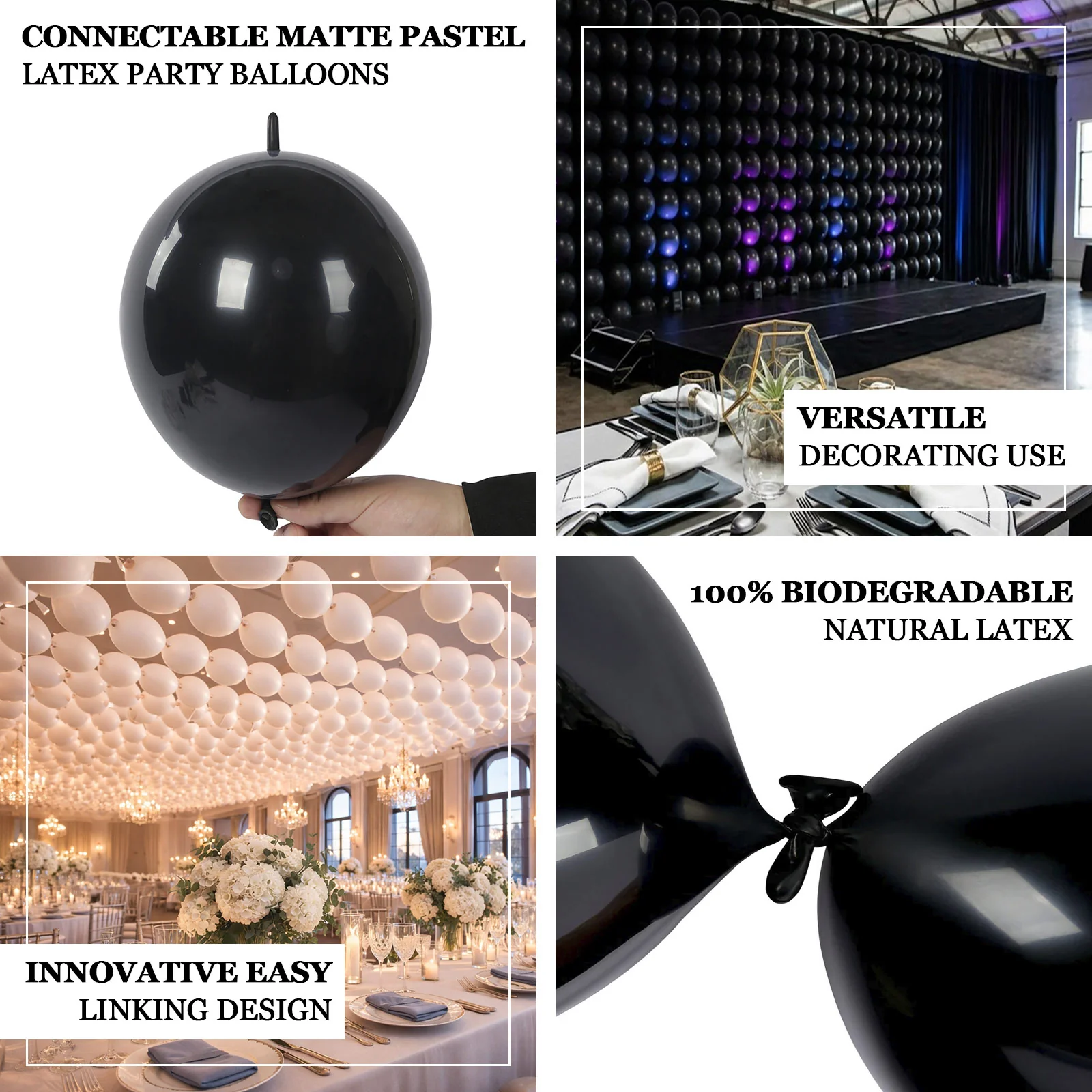 100 Pcs Biodegradable Quick Link Balloons 10" Matte Pastel White, Latex Linking Balloons for Balloon Chains, Garland, Arch, Backdrop & Wall Decor - Image 5