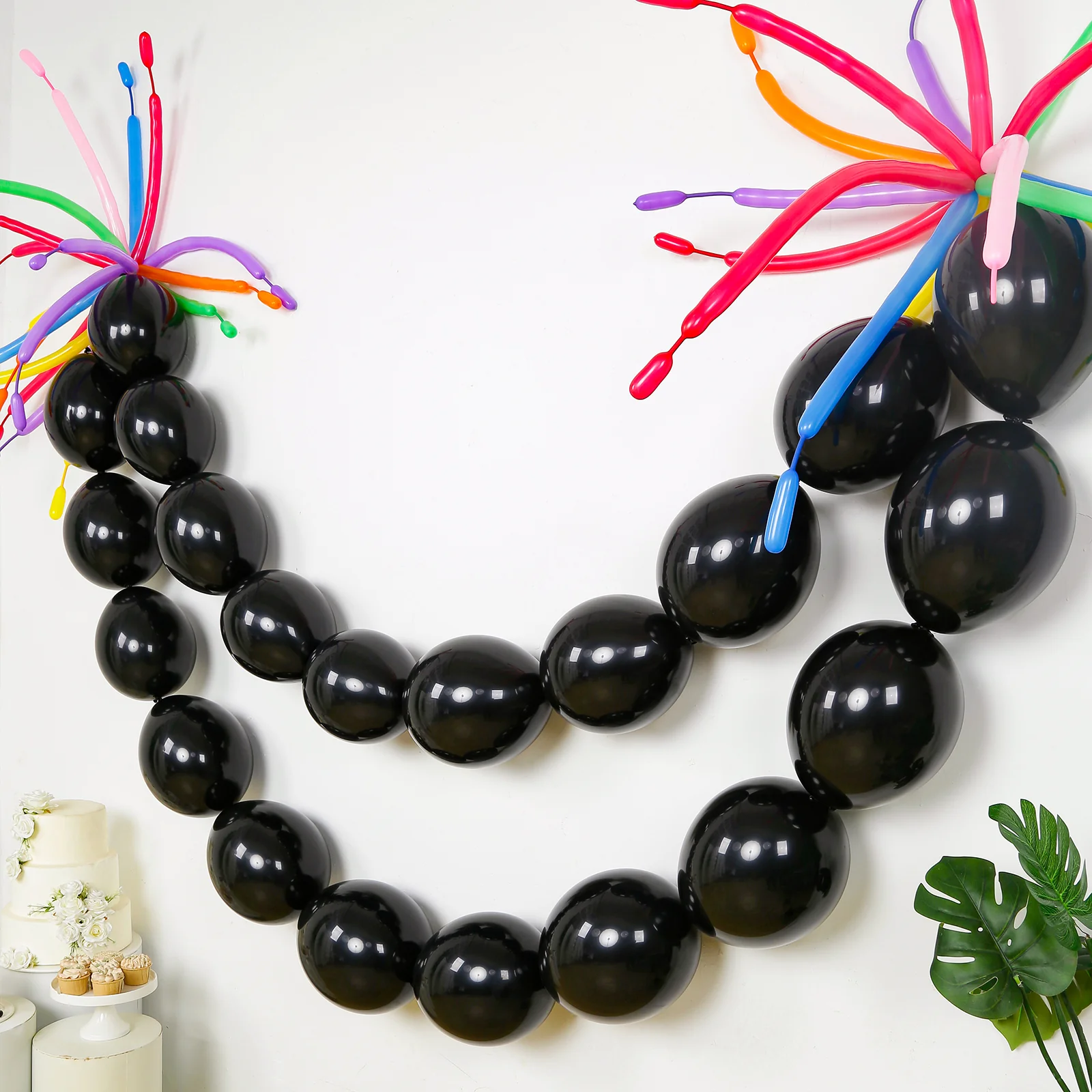 100 Pcs Biodegradable Quick Link Balloons 12" Matte Pastel Black, Latex Linking Balloons for Balloon Chains, Garland, Arch, Backdrop & Wall Decor - Image 6