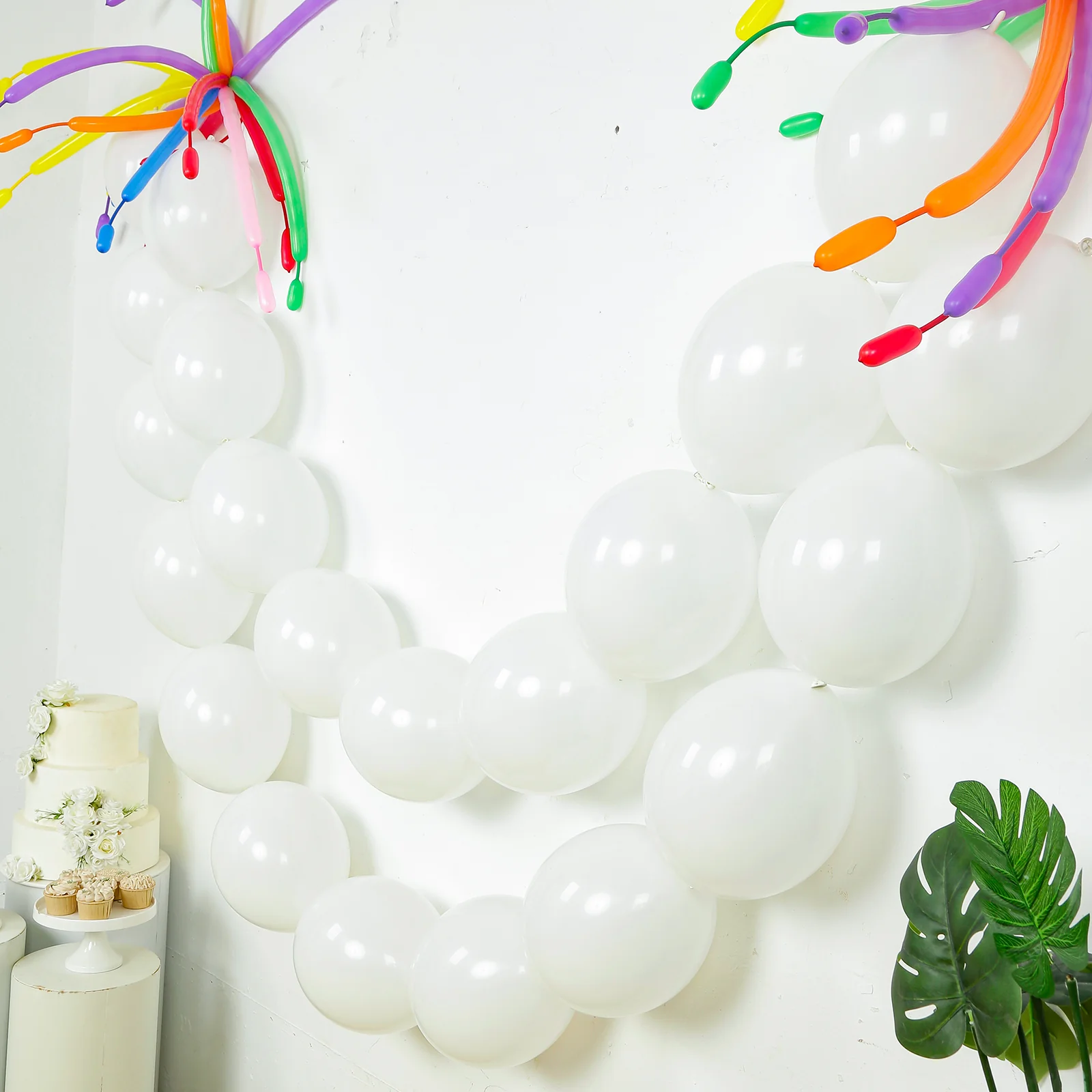 100 Pcs Biodegradable Quick Link Balloons 12" Matte Pastel White, Latex Linking Balloons for Balloon Chains, Garland, Arch, Backdrop & Wall Decor - Image 6