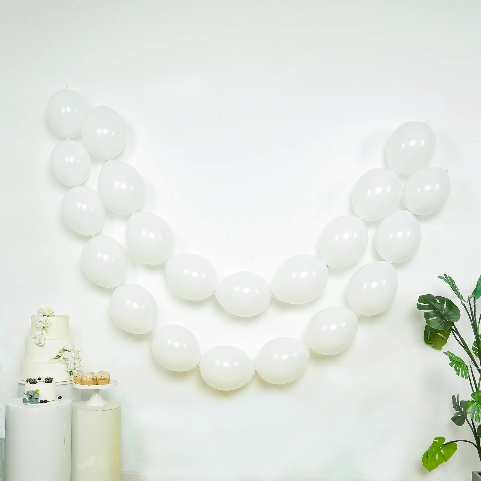 100 Pcs Biodegradable Quick Link Balloons 12" Matte Pastel White, Latex Linking Balloons for Balloon Chains, Garland, Arch, Backdrop & Wall Decor - Image 9