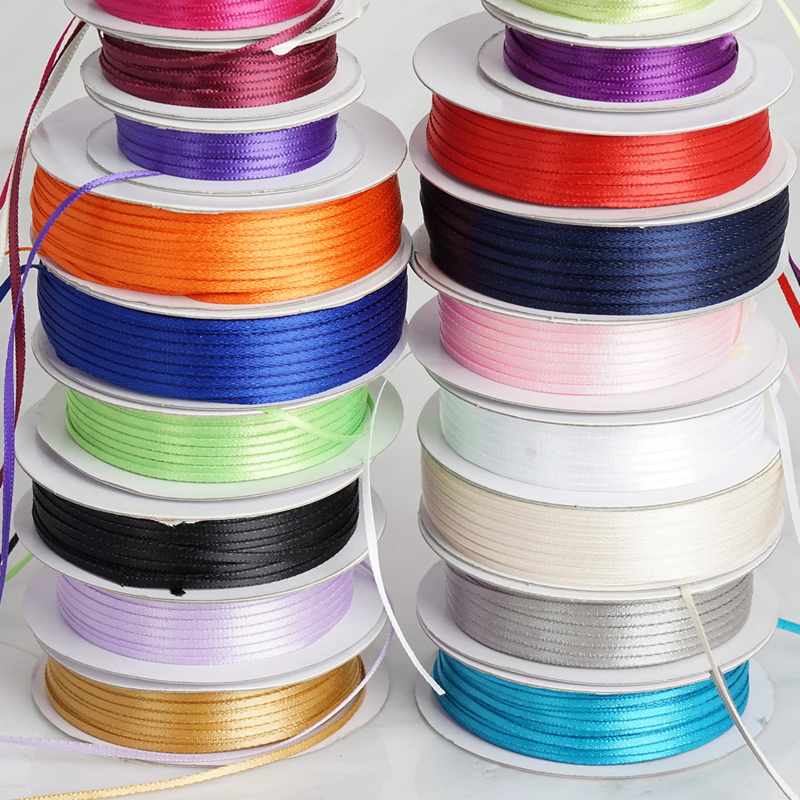 Blue Single Face Decorative Satin Ribbon 100 Yards 1/16" - Image 2