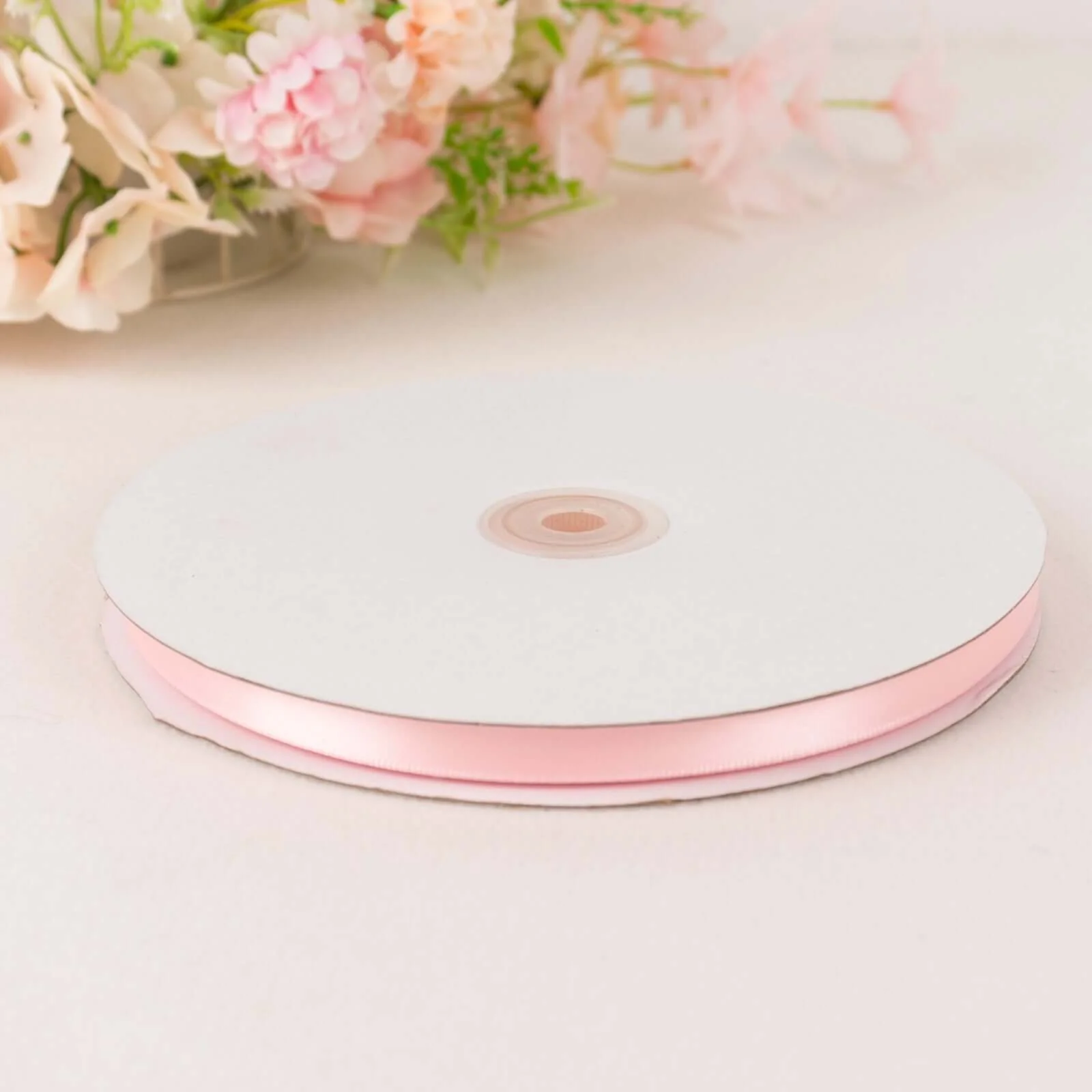 Blush Single Face Decorative Satin Ribbon 100 Yards 3/8" - Image 5