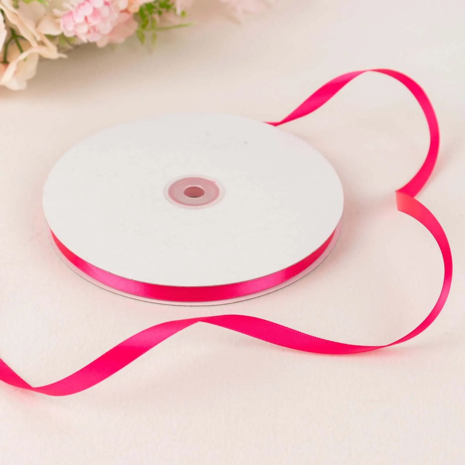 Fuchsia Single Face Decorative Satin Ribbon 100 Yards 3/8" - Image 2