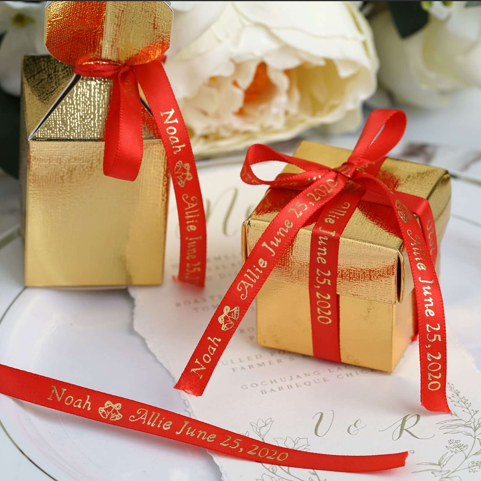 Personalized Continuous Satin Ribbon Roll For Wedding Party Favors 100 Yards 3/8" - Image 13