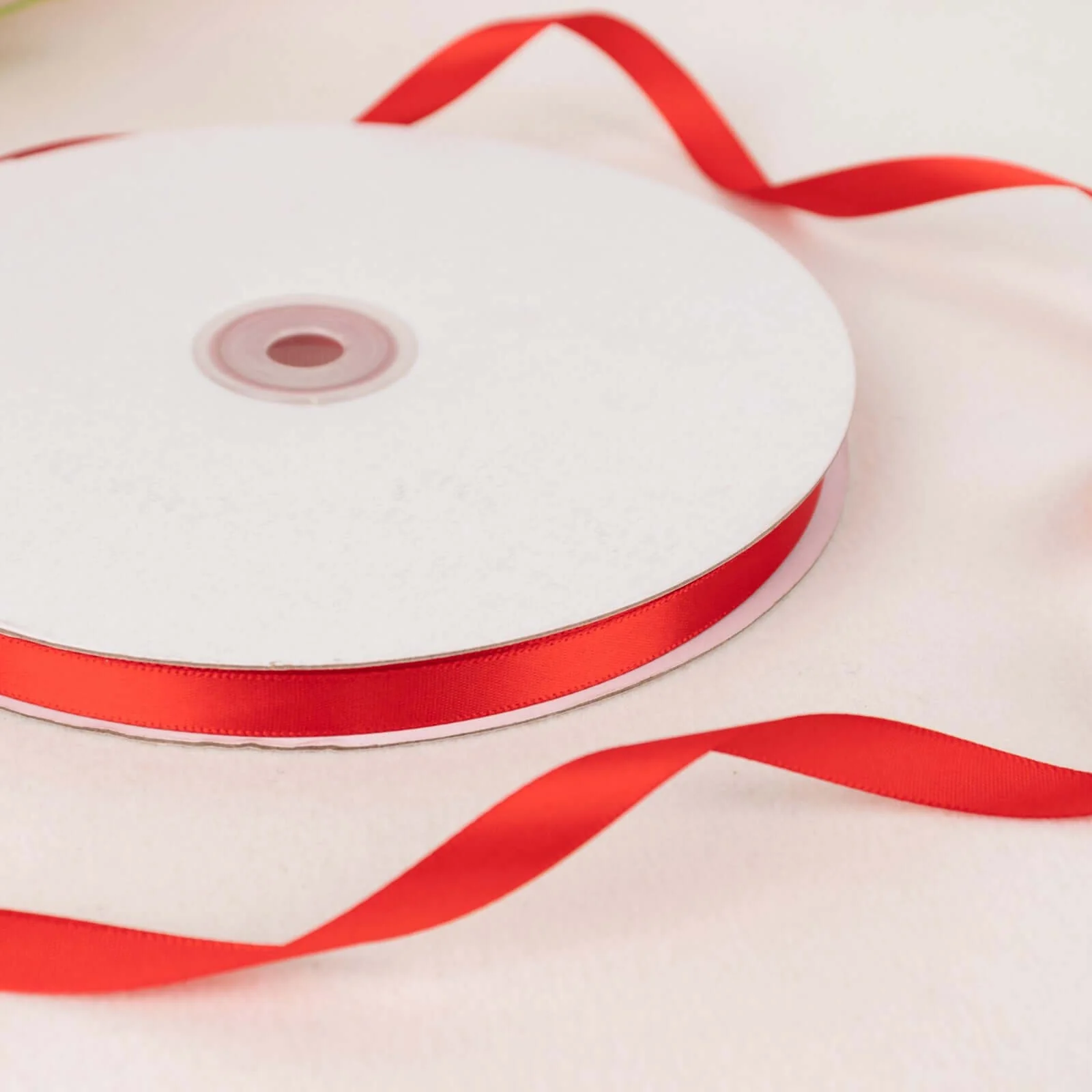 Red Single Face Decorative Satin Ribbon 100 Yards 3/8" - Image 6