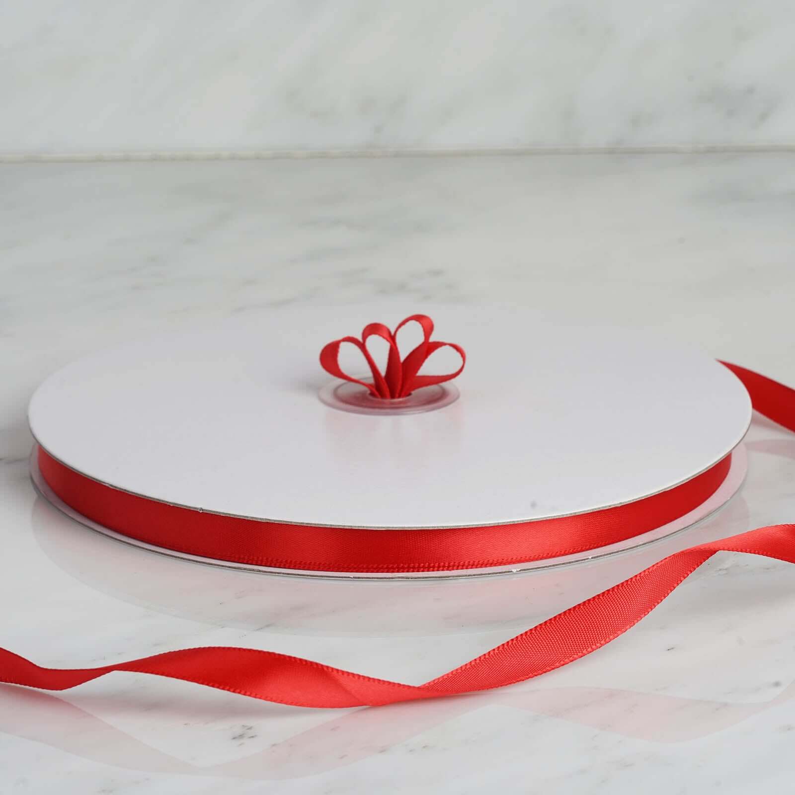 Red Single Face Decorative Satin Ribbon 100 Yards 3/8" - Image 8