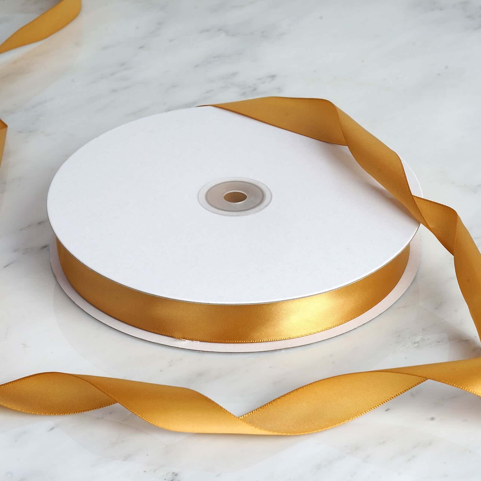 Gold Single Face Decorative Satin Ribbon 100 Yards 7/8" - Image 7