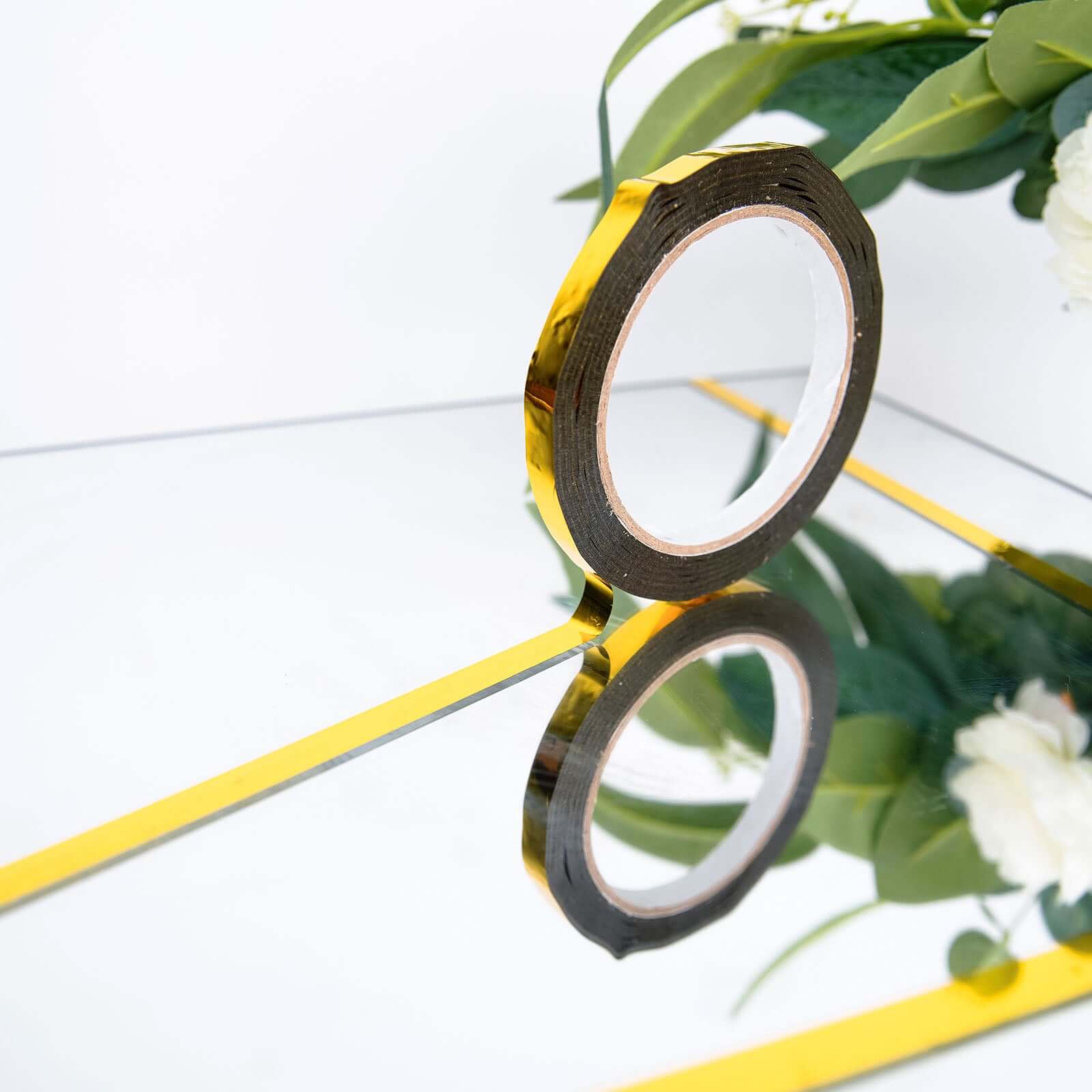 Gold Metallic Film Tape Adhesive, DIY Floral Wrap Craft Decor Tape - Polyester with Acrylic 100 Yds 3/4" - Image 5