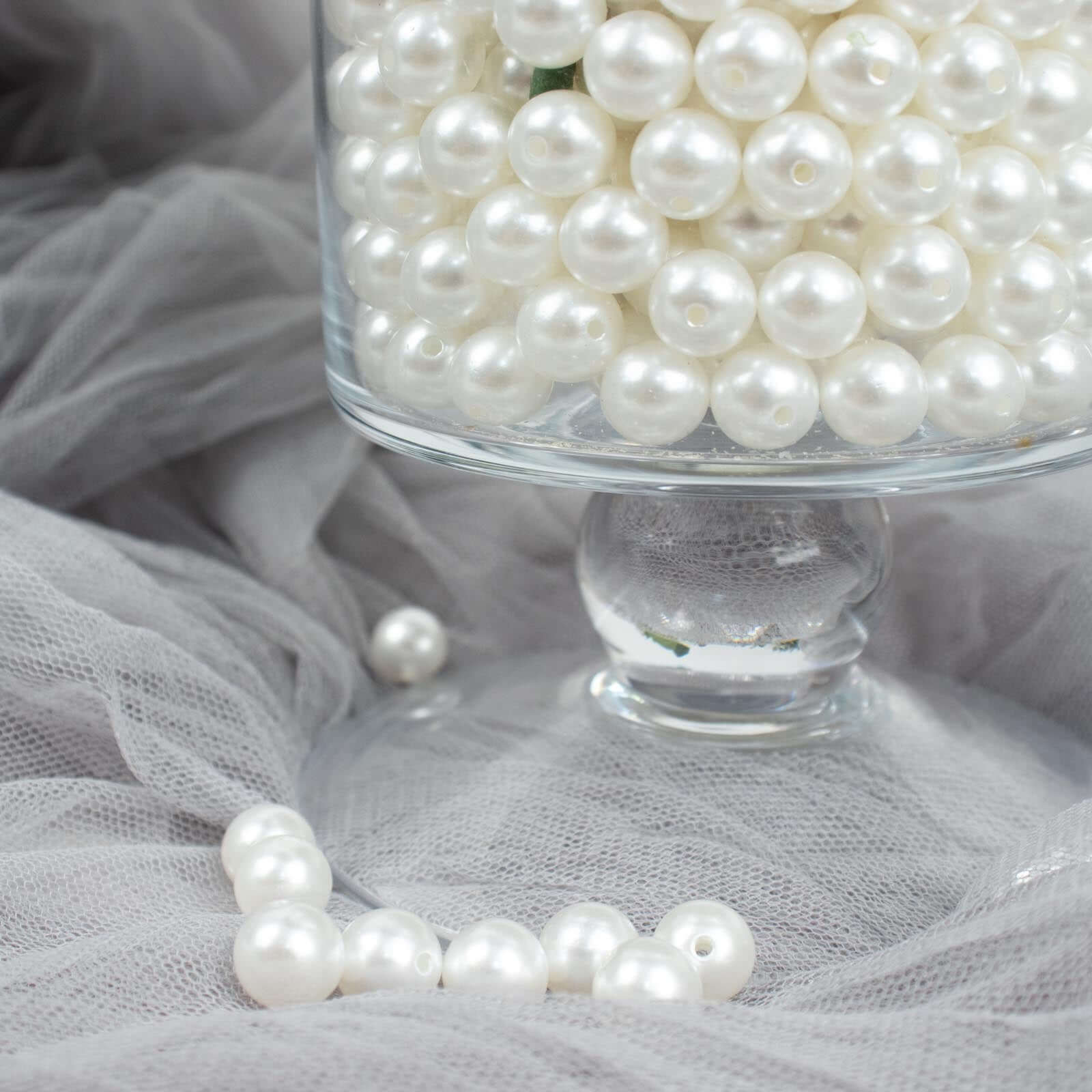 1000-Pack Faux Pearl Craft Beads 10mm Glossy White with Holes - Polished Beads for Vase Filler DIY Jewelry Craft Projects & Party Decor - Image 2