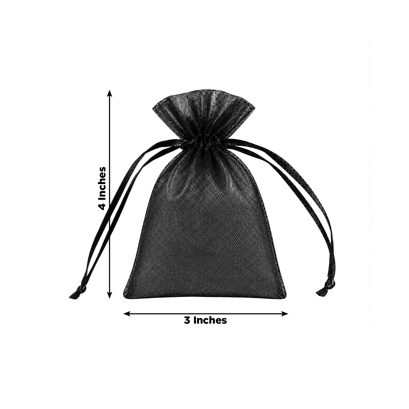 100 Pack Black Organza Drawstring Favor Bags 3" x 4" – Wedding Party Gift Bags - Image 3