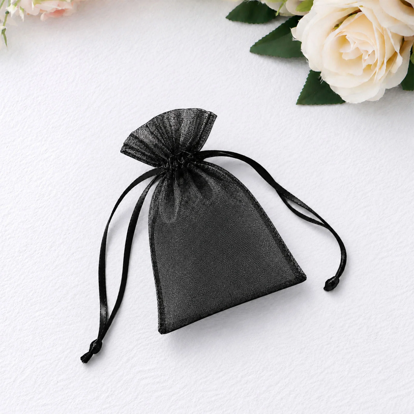 100 Pack Black Organza Drawstring Favor Bags 3" x 4" – Wedding Party Gift Bags - Image 5