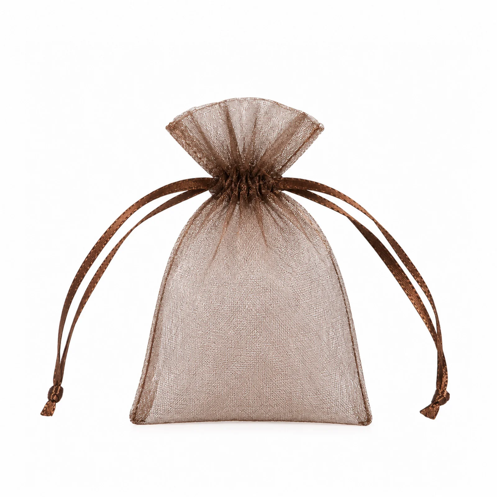 100 Pack Chocolate Organza Drawstring Favor Bags 3" x 4" – Wedding Party Gift Bags - Image 2