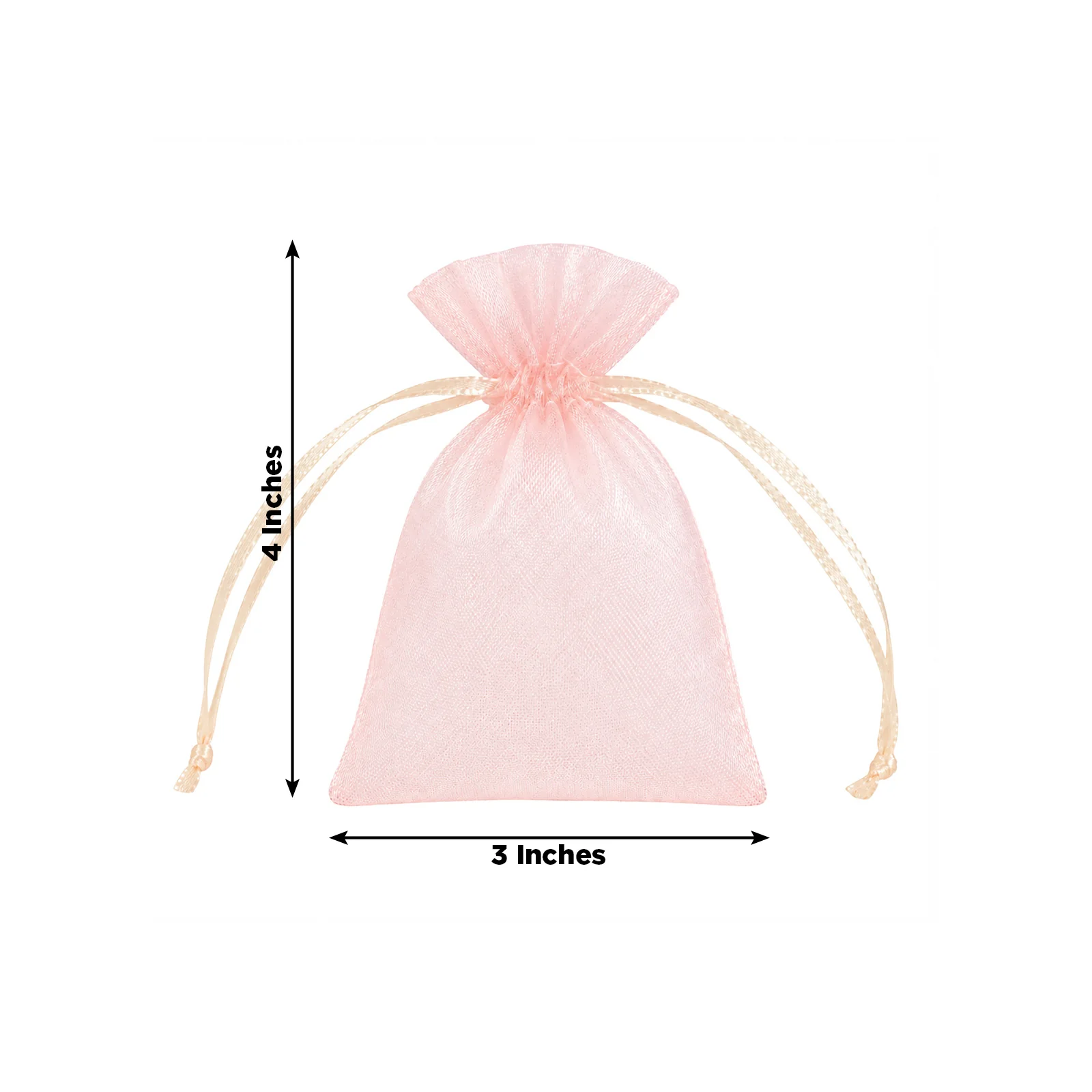 100 Pack Blush Organza Drawstring Favor Bags 3" x 4" – Wedding Party Gift Bags - Image 3