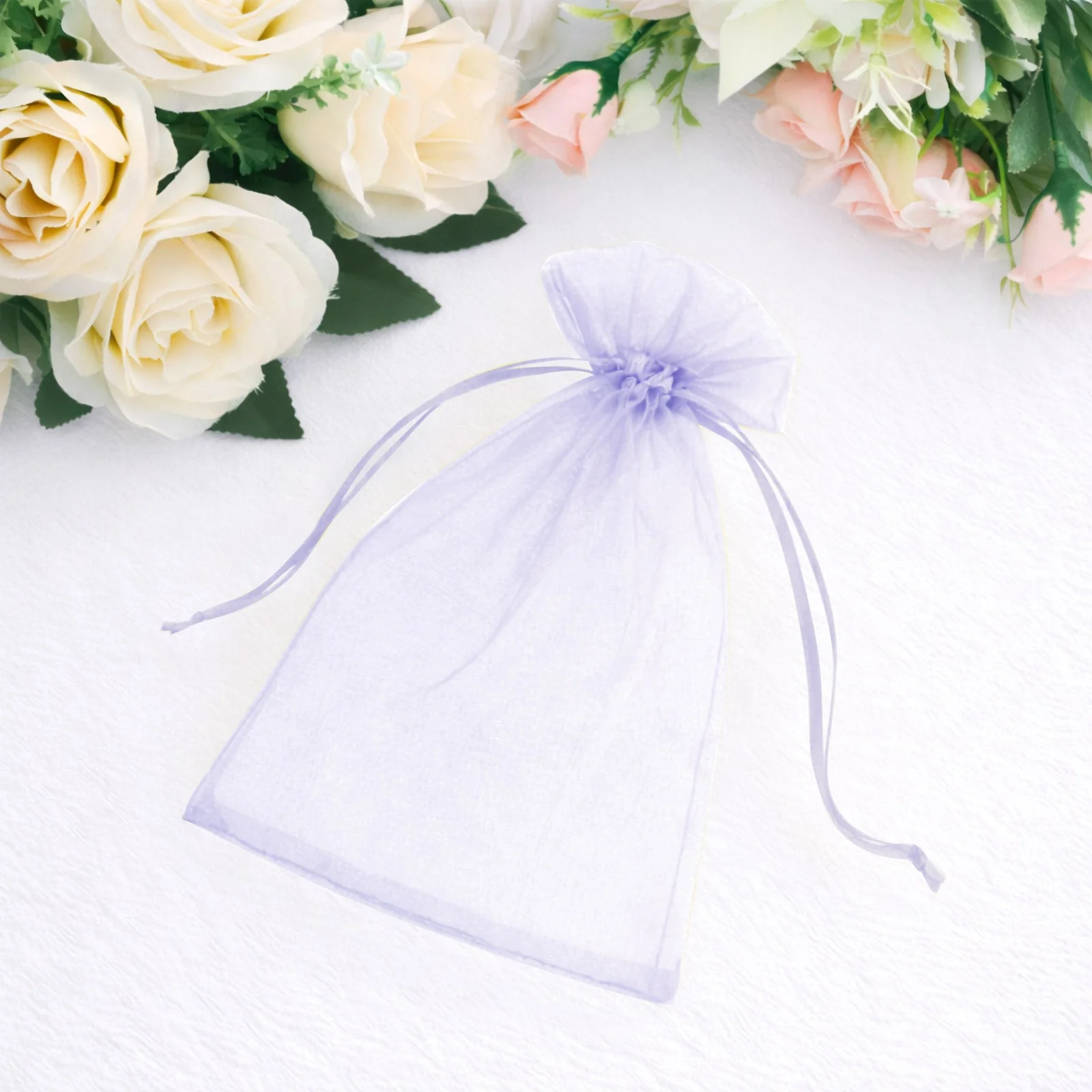 100 Pack Lavender Lilac Organza Drawstring Gift Bags, 5" x 7" – Wedding Party Favor Bags