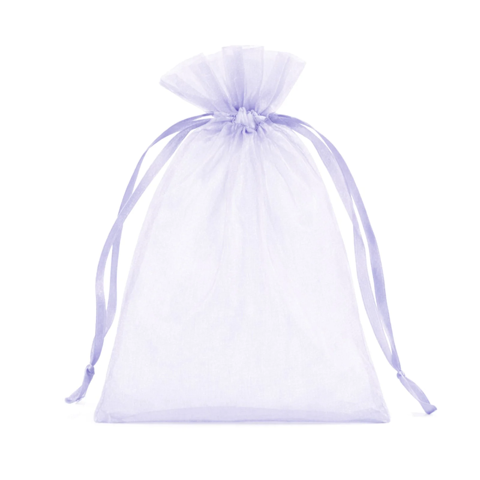 100 Pack Lavender Lilac Organza Drawstring Gift Bags, 5" x 7" – Wedding Party Favor Bags - Image 2