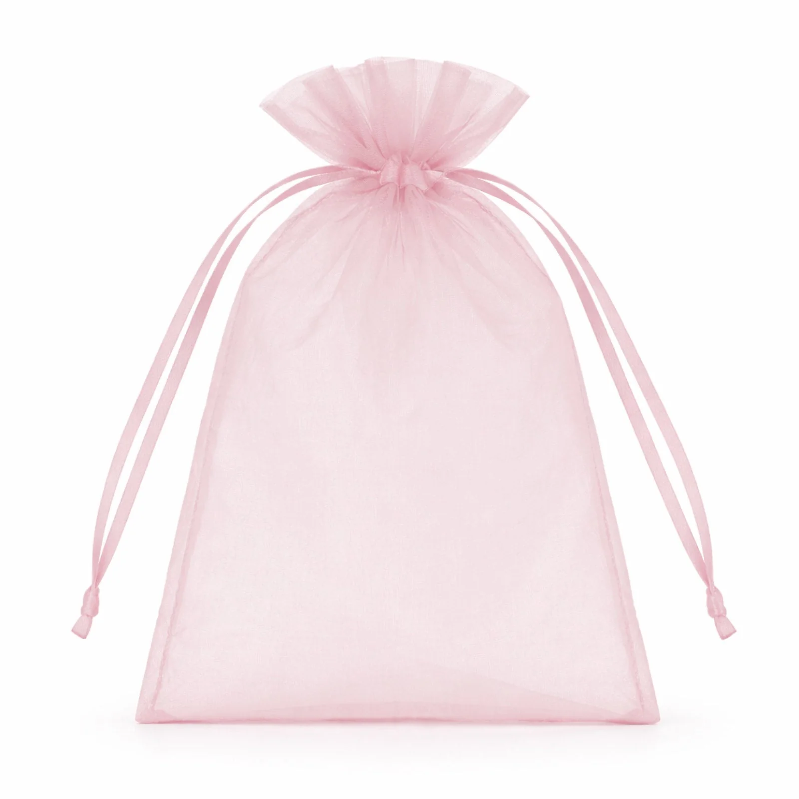 100 Pack Pink Organza Drawstring Gift Bags, 5" x 7" – Wedding Party Favor Bags - Image 2