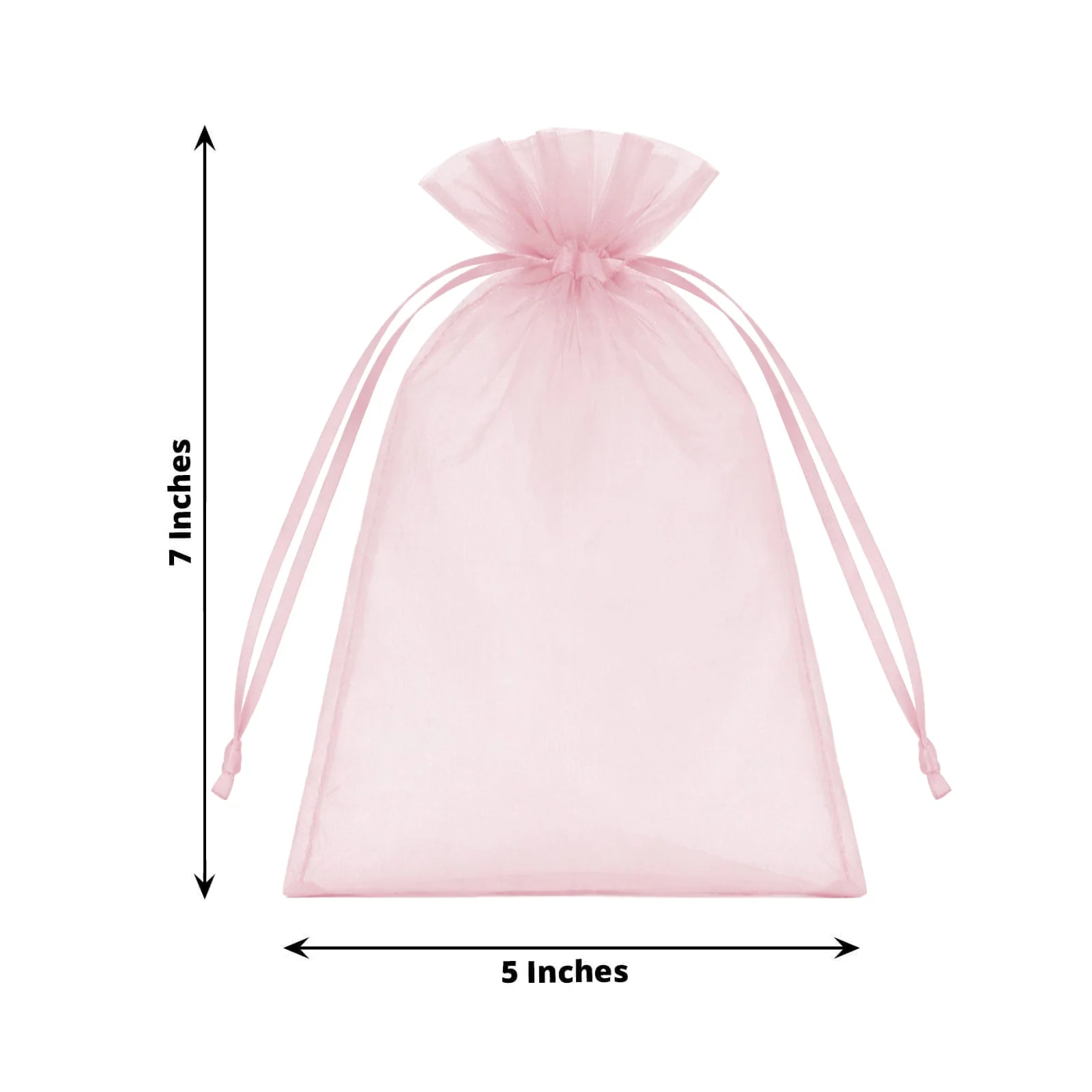 100 Pack Pink Organza Drawstring Gift Bags, 5" x 7" – Wedding Party Favor Bags - Image 3
