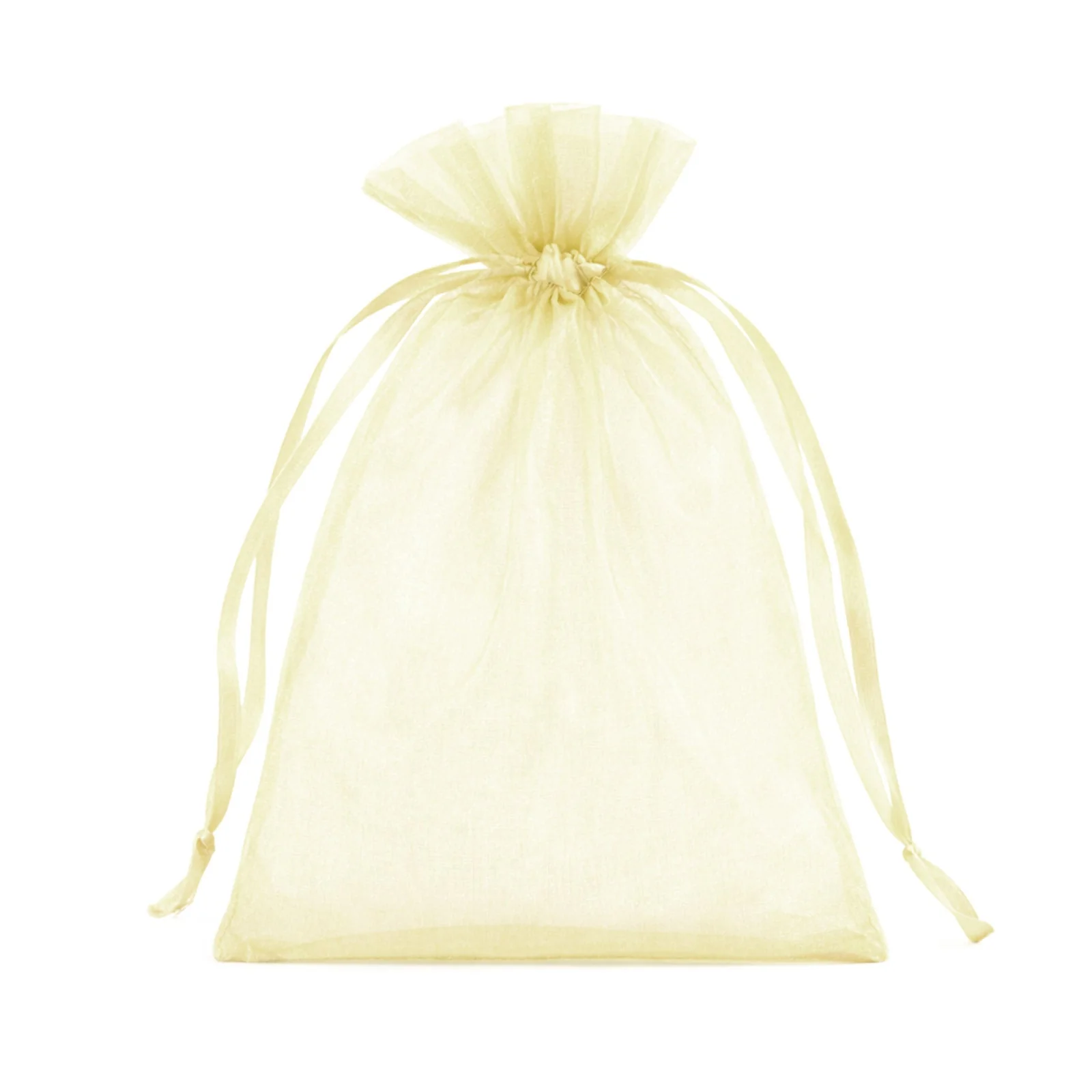 100 Pack Yellow Organza Drawstring Gift Bags, 5" x 7" – Wedding Party Favor Bags - Image 2