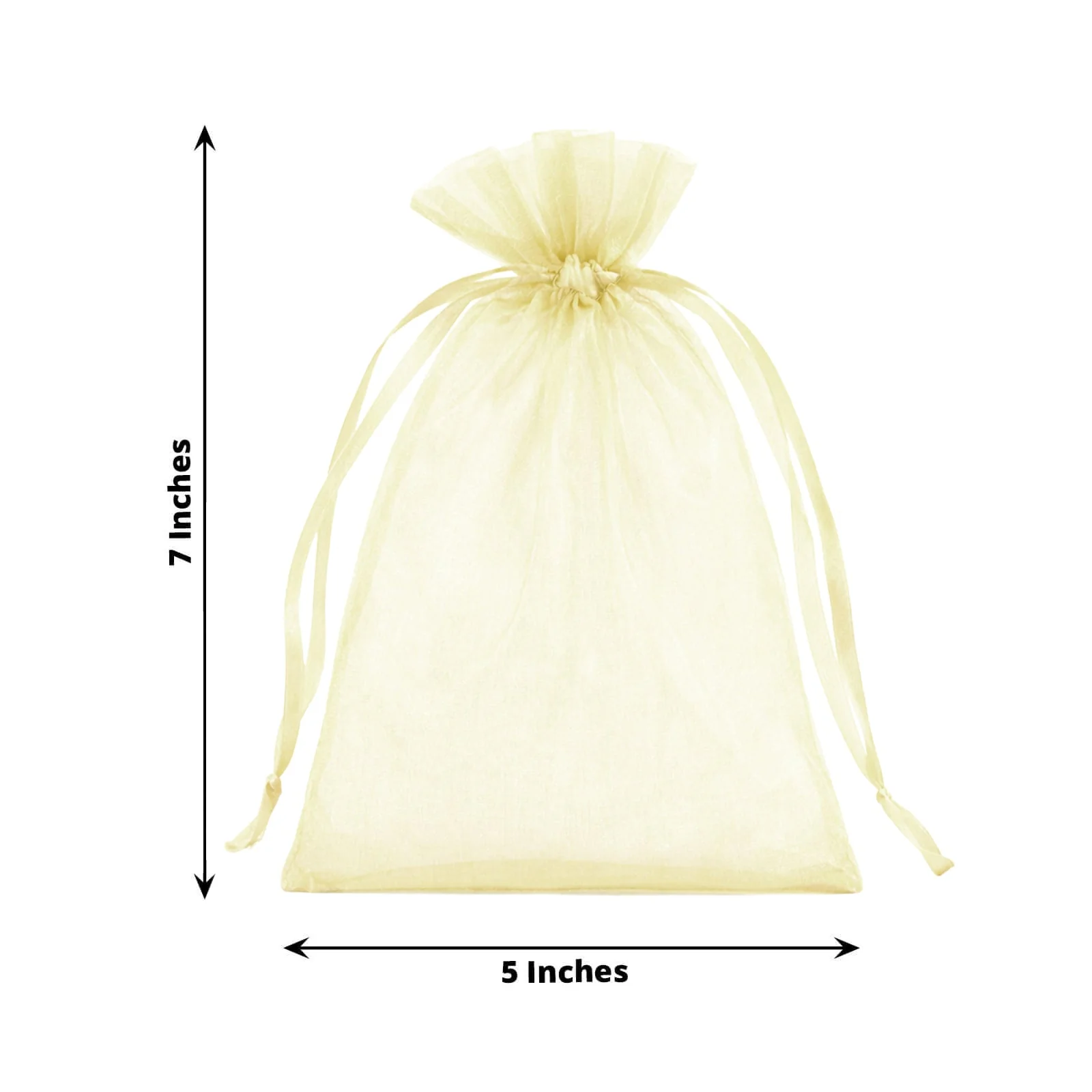 100 Pack Yellow Organza Drawstring Gift Bags, 5" x 7" – Wedding Party Favor Bags - Image 3