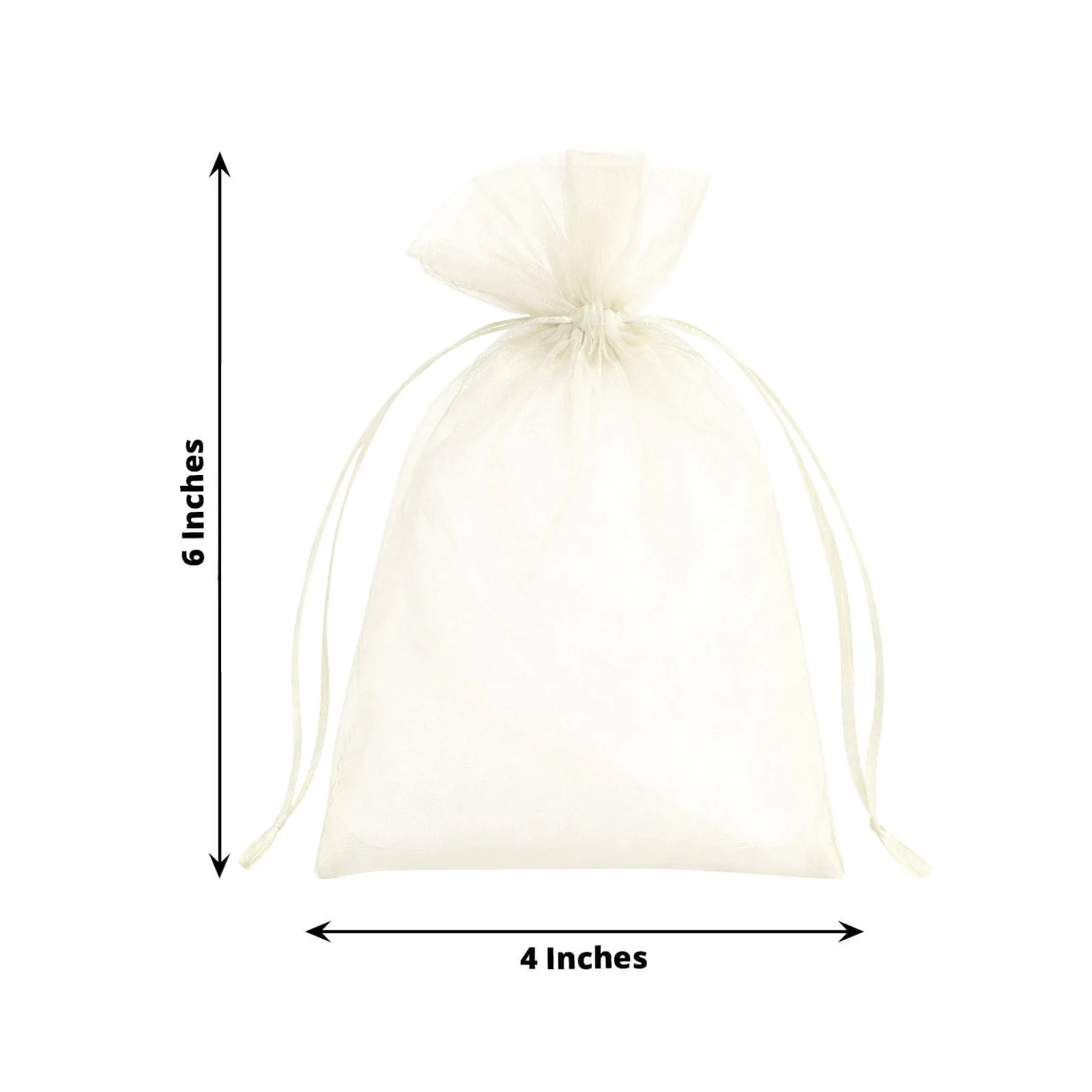 100 Pack Ivory Organza Drawstring Gift Bags, 4" x 6" – Wedding Party Favor Bags - Image 3