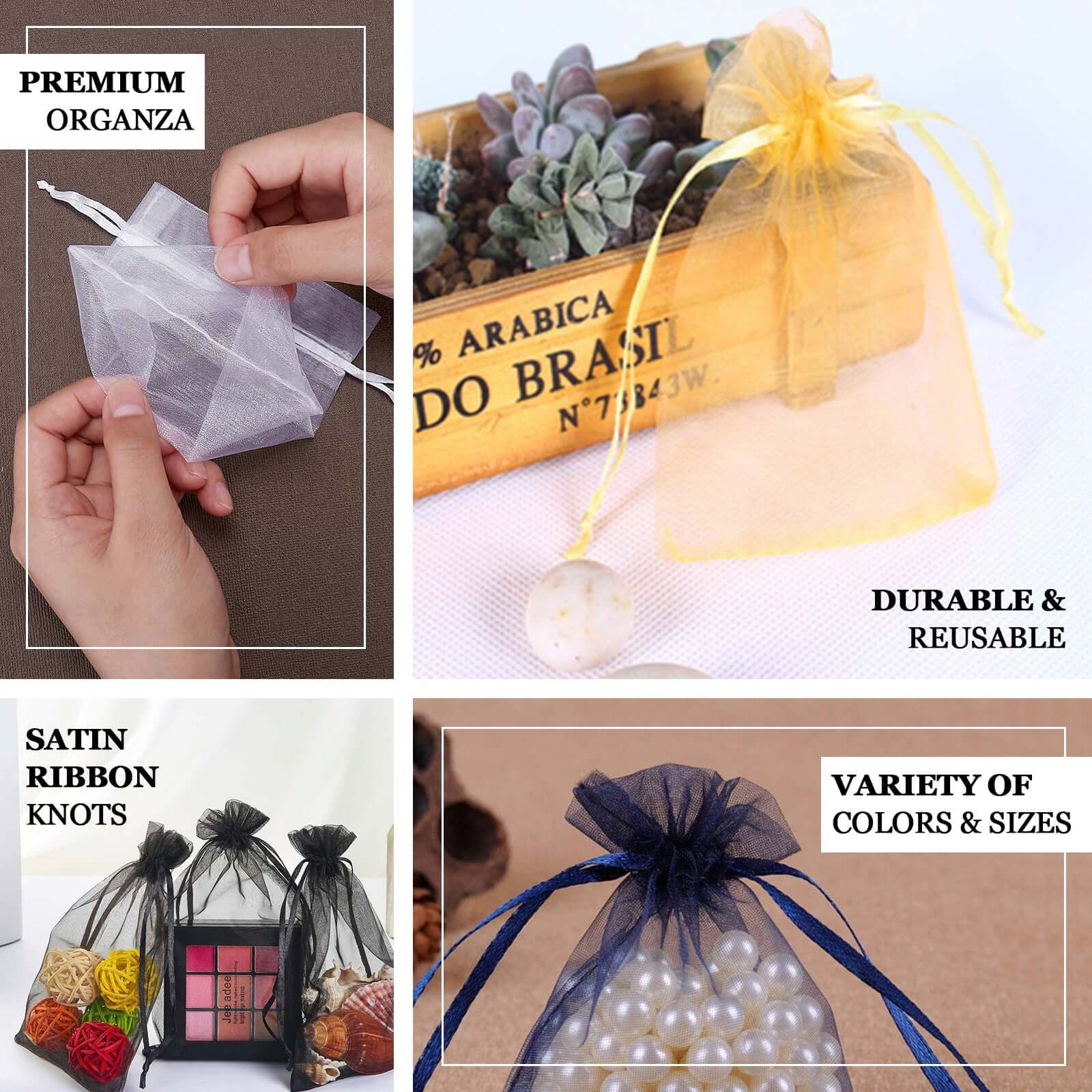 100 Pack Mint Organza Drawstring Gift Bags, 4" x 6" – Wedding Party Favor Bags - Image 4