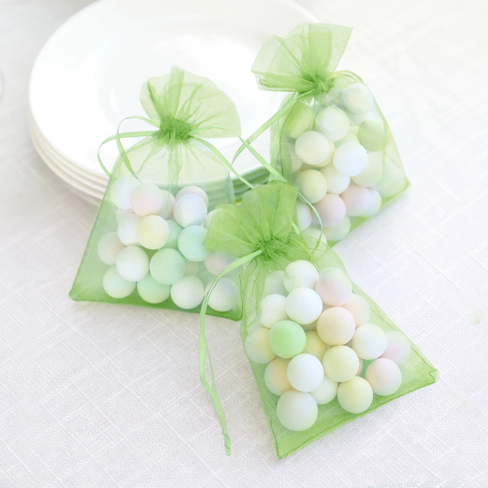 100 Pack Mint Organza Drawstring Gift Bags, 4" x 6" – Wedding Party Favor Bags - Image 8