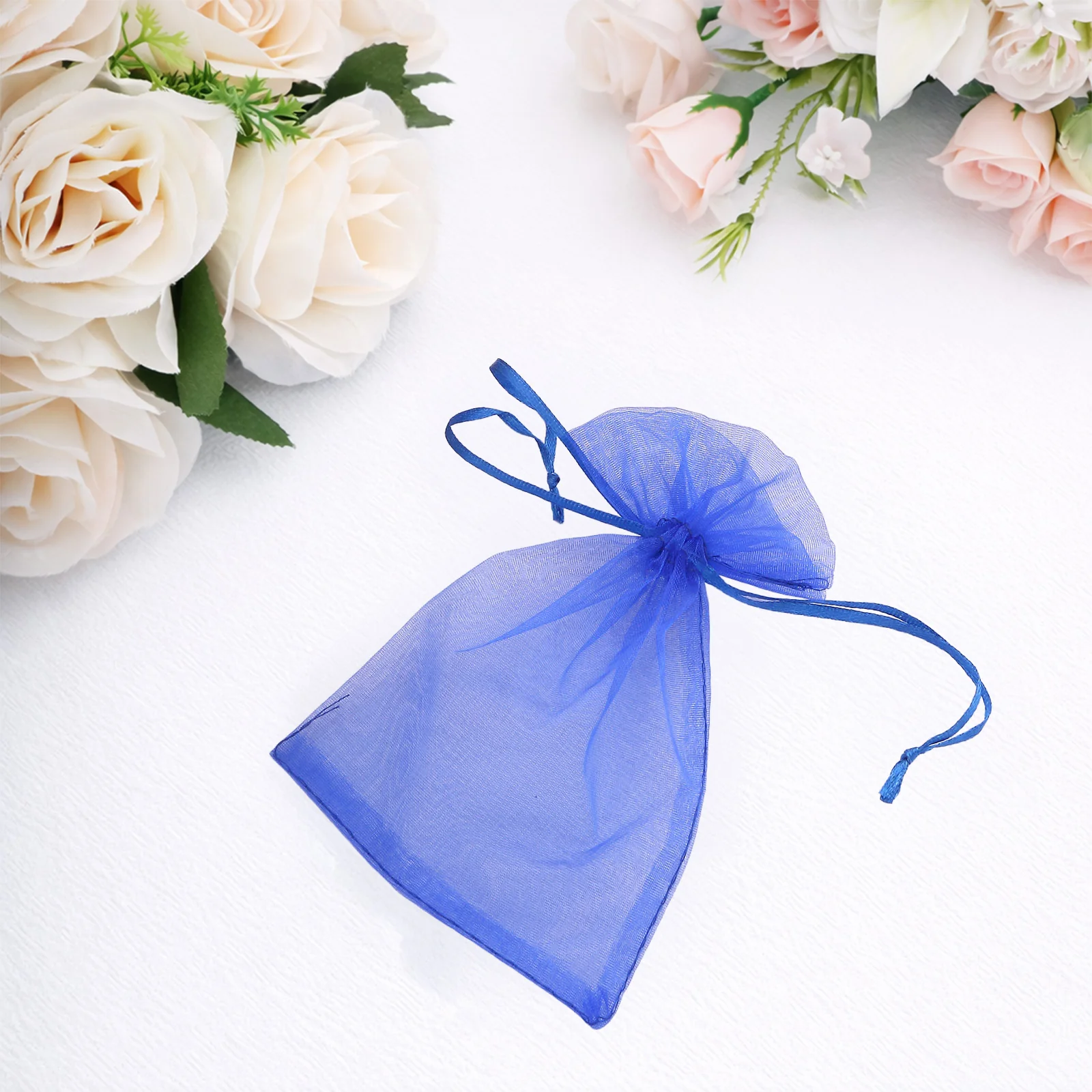 100 Pack Royal Blue Organza Drawstring Gift Bags, 4" x 6" – Wedding Party Favor Bags