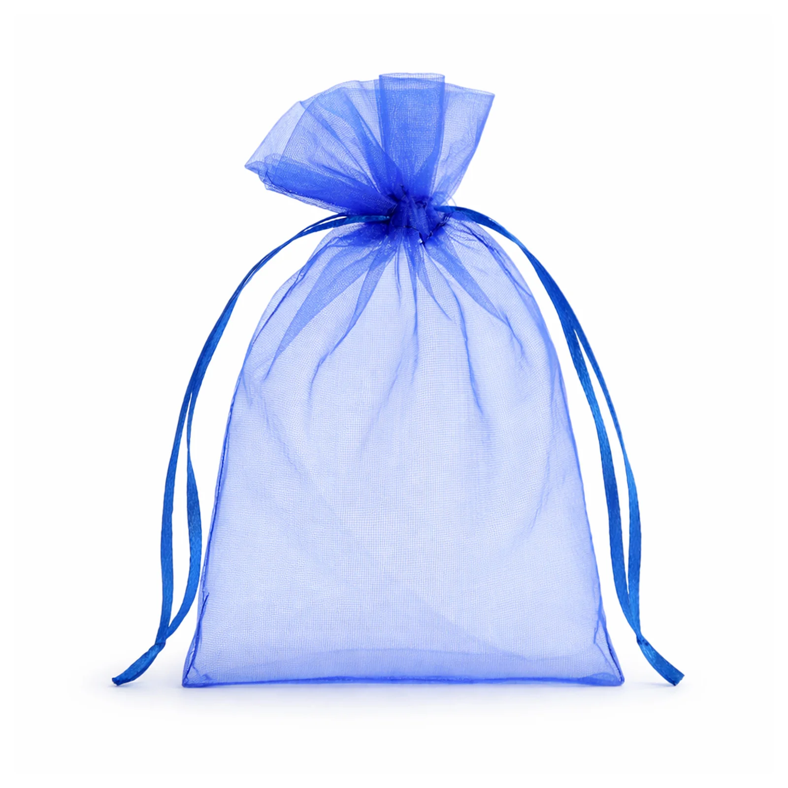 100 Pack Royal Blue Organza Drawstring Gift Bags, 4" x 6" – Wedding Party Favor Bags - Image 2