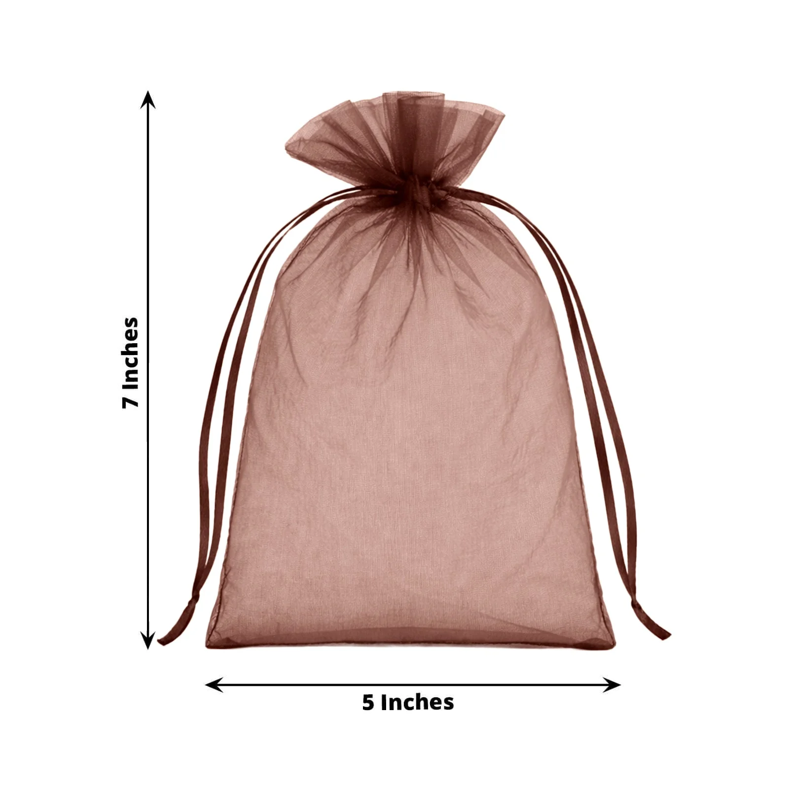 100 Pack Chocolate Organza Drawstring Gift Bags, 5" x 7" – Wedding Party Favor Bags - Image 3