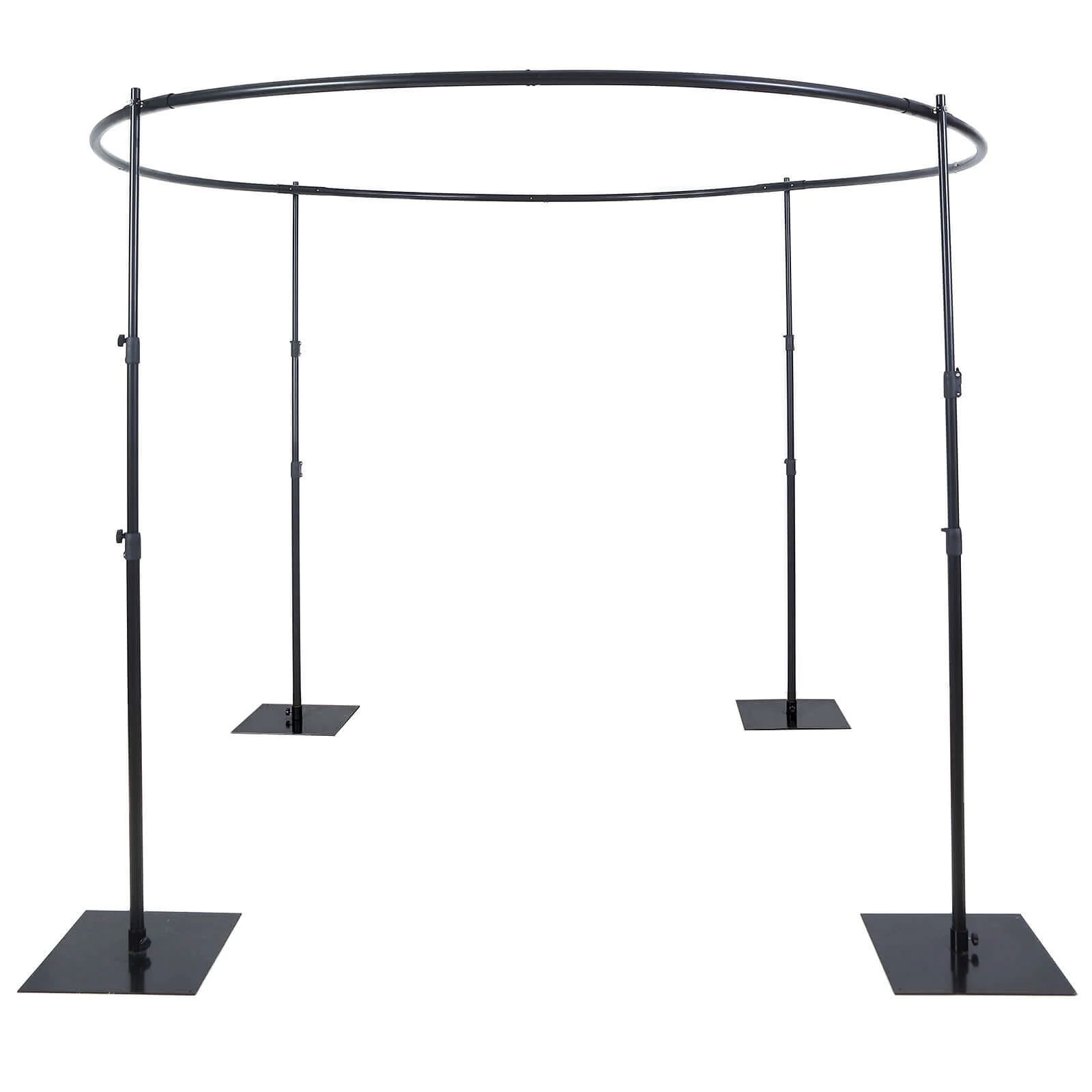 Adjustable 4-Post Circular Black Metal Wedding Event Arch Stand, Round Backdrop Canopy Frame Chuppah 10ft - Image 7