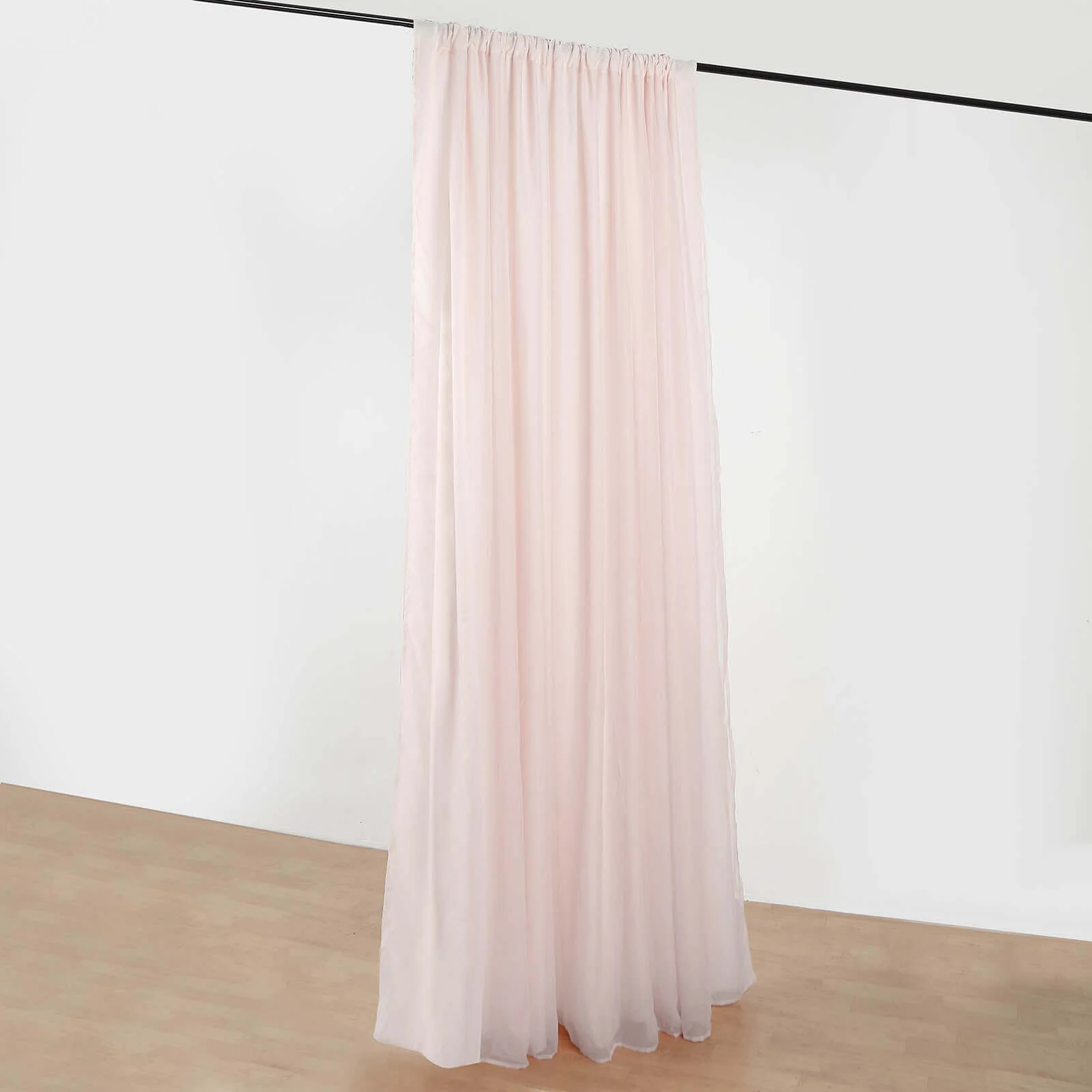 Blush Chiffon Polyester Backdrop Drape Curtain, Dual Layer Event Divider Panel with Rod Pockets - 10ftx10ft - Image 2