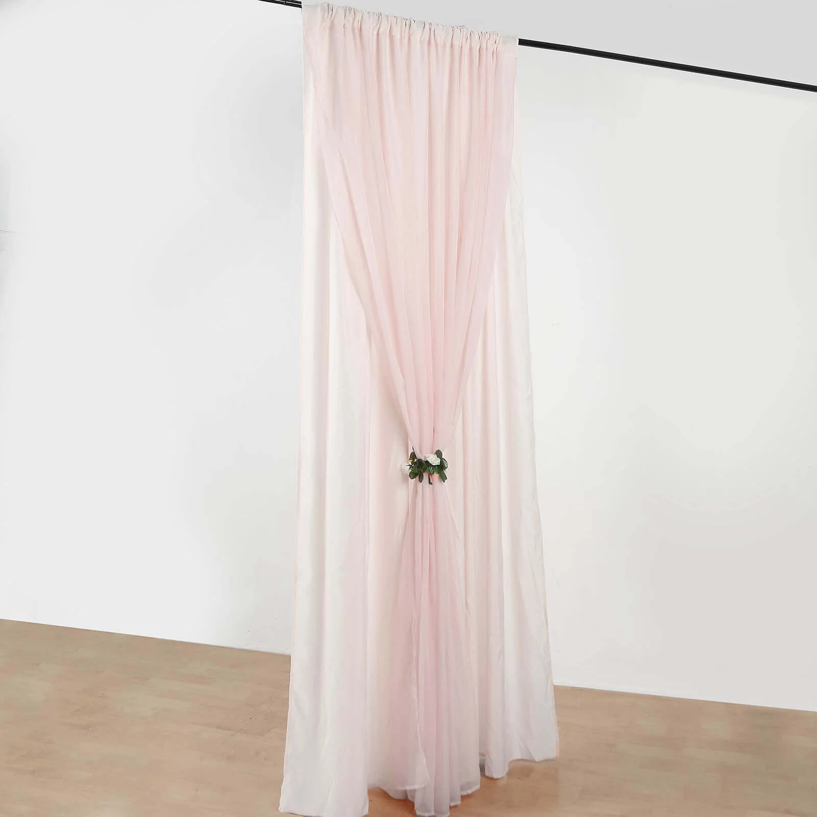 Blush Chiffon Polyester Backdrop Drape Curtain, Dual Layer Event Divider Panel with Rod Pockets - 10ftx10ft - Image 6