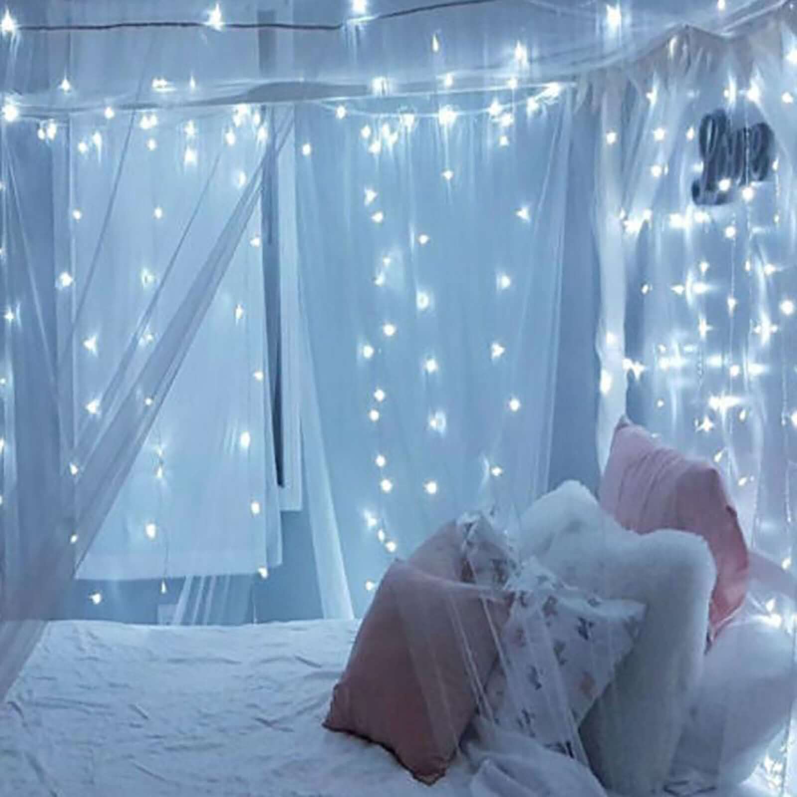 Cool White 300 LED Icicle Curtain String Lights 10ft with 8 Modes & Inline Memory Controller - Image 6