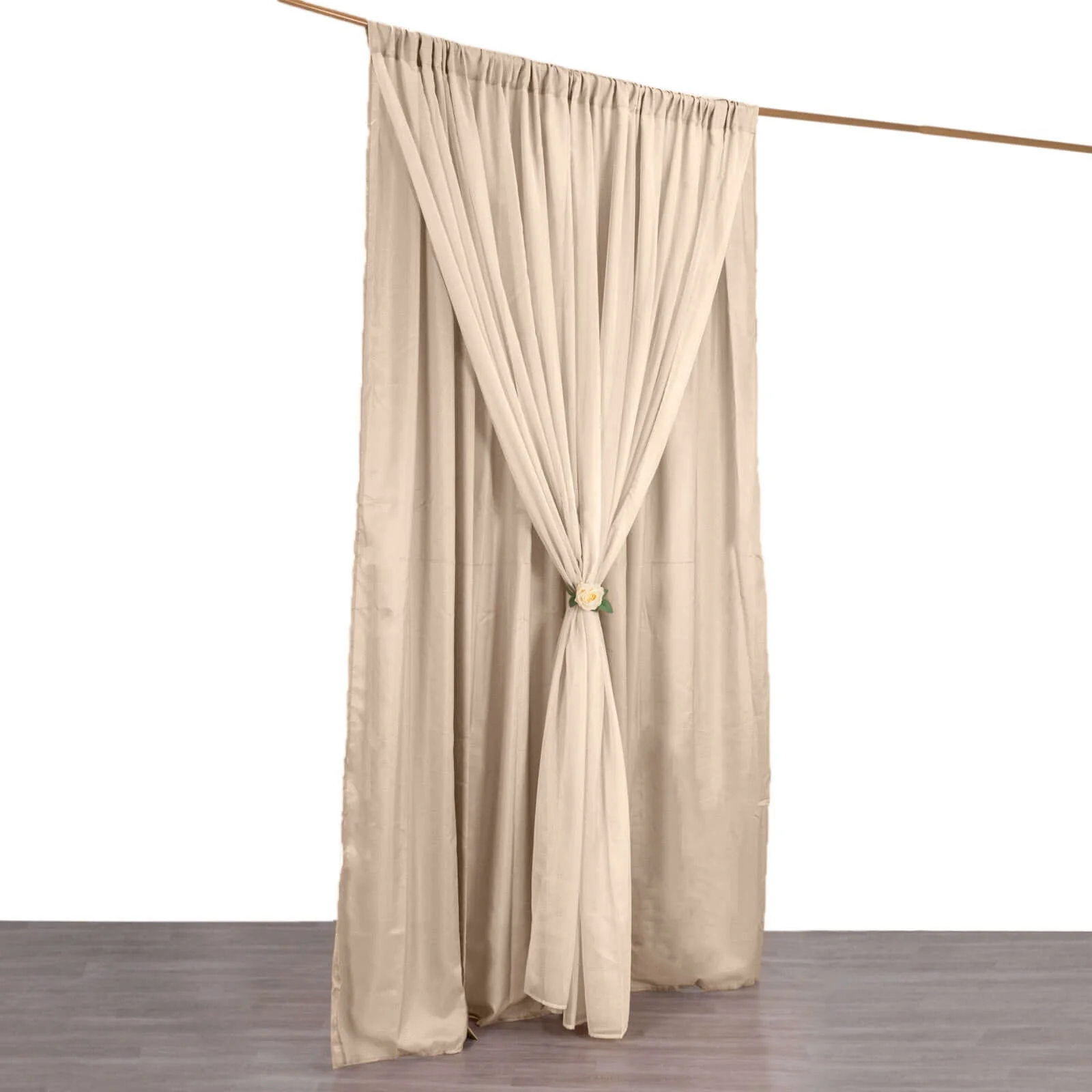 Nude Chiffon Polyester Backdrop Drape Curtain, Dual Layer Event Divider Panel with Rod Pockets - 10ftx10ft - Image 3