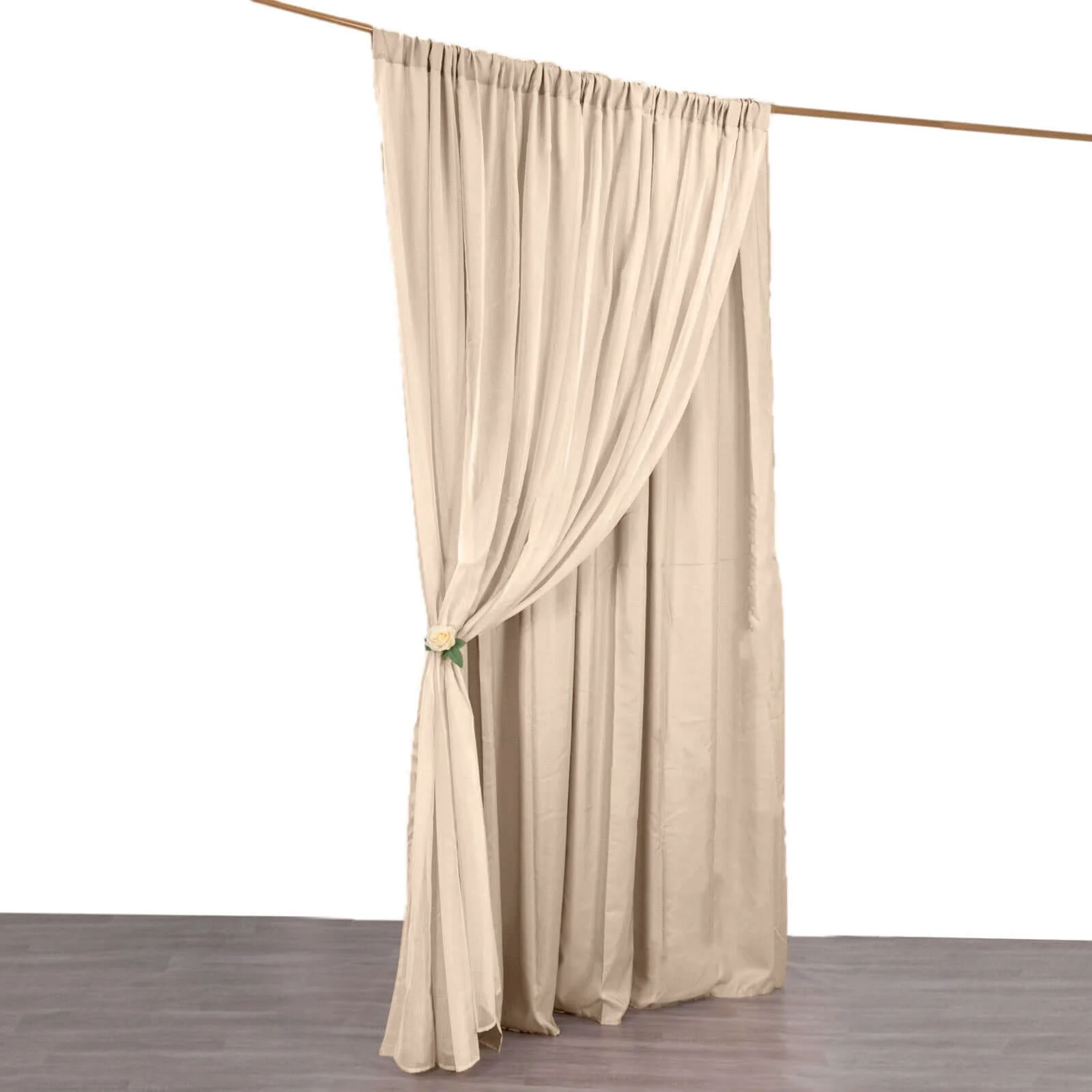 Nude Chiffon Polyester Backdrop Drape Curtain, Dual Layer Event Divider Panel with Rod Pockets - 10ftx10ft - Image 6