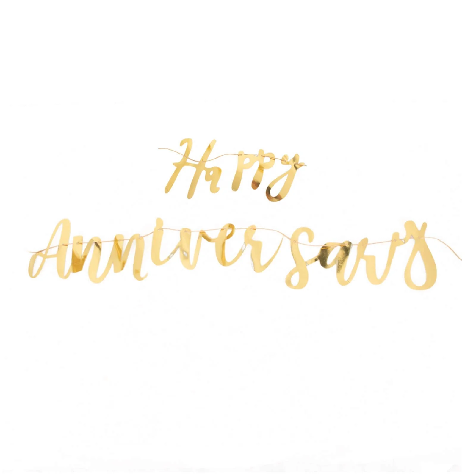 Pre-Strung Metallic Gold Foil "Happy Anniversary" Banner, Party Photo Backdrop Hanging Garland 250 GSM 10ft - Image 7
