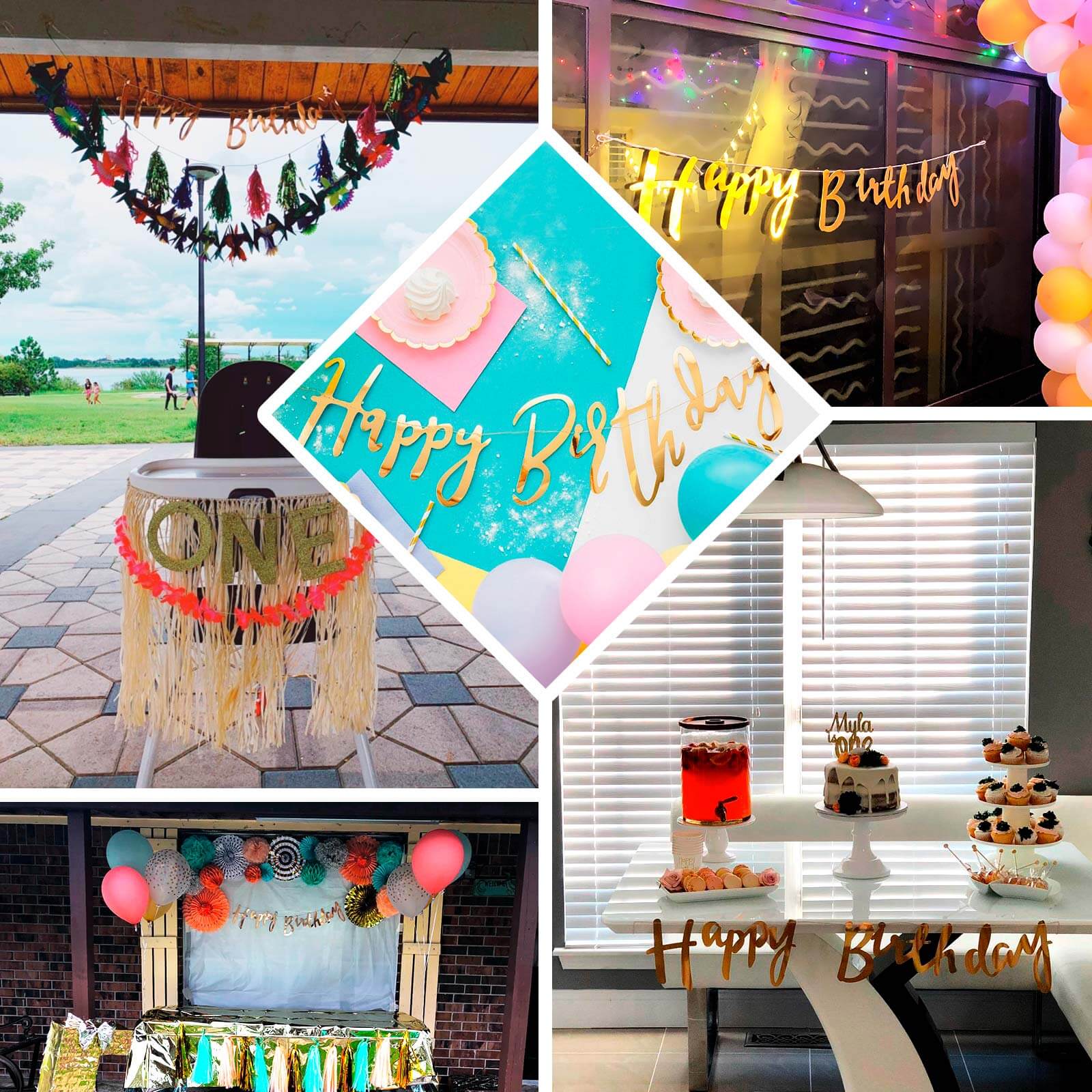 Pre-Strung Metallic Gold Foil "Happy Birthday" Banner, Party Photo Backdrop Hanging Garland 250 GSM 10ft - Image 5