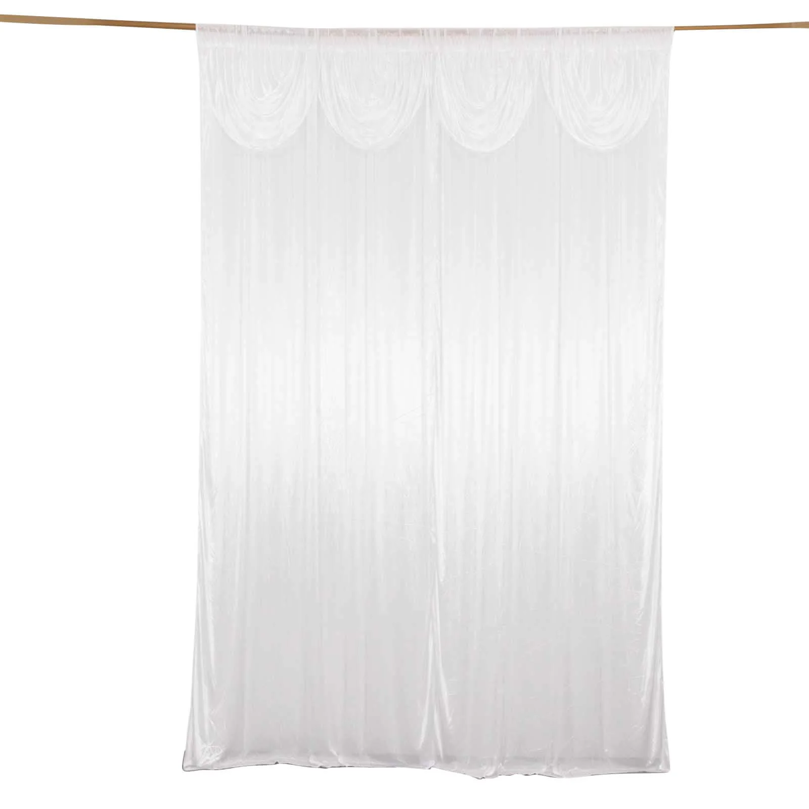 White Double Drape Pleated Satin Divider Backdrop Curtain Panel, Glossy Photo Booth Event Drapes - 10ftx10ft - Image 3