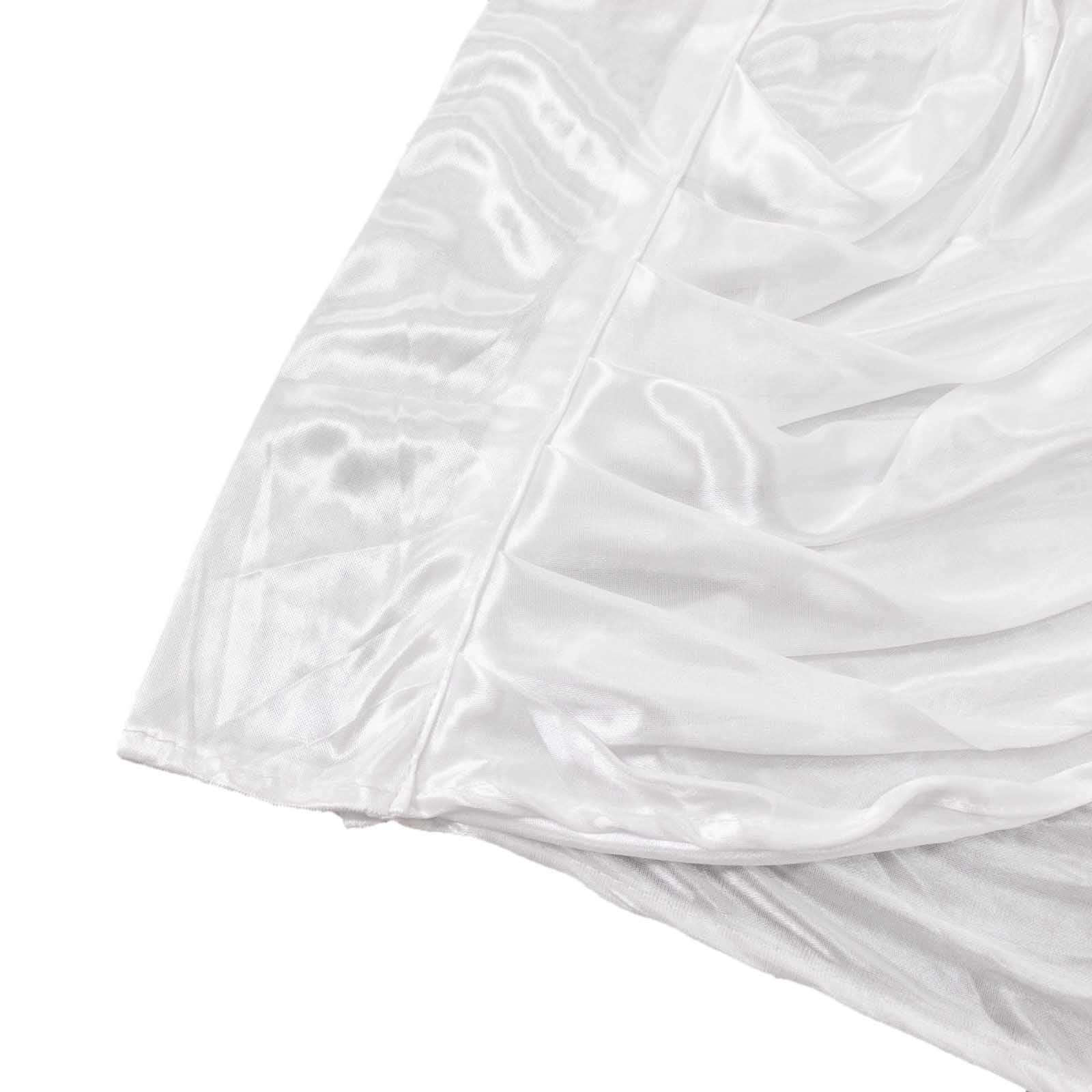White Double Drape Pleated Satin Divider Backdrop Curtain Panel, Glossy Photo Booth Event Drapes - 10ftx10ft - Image 6