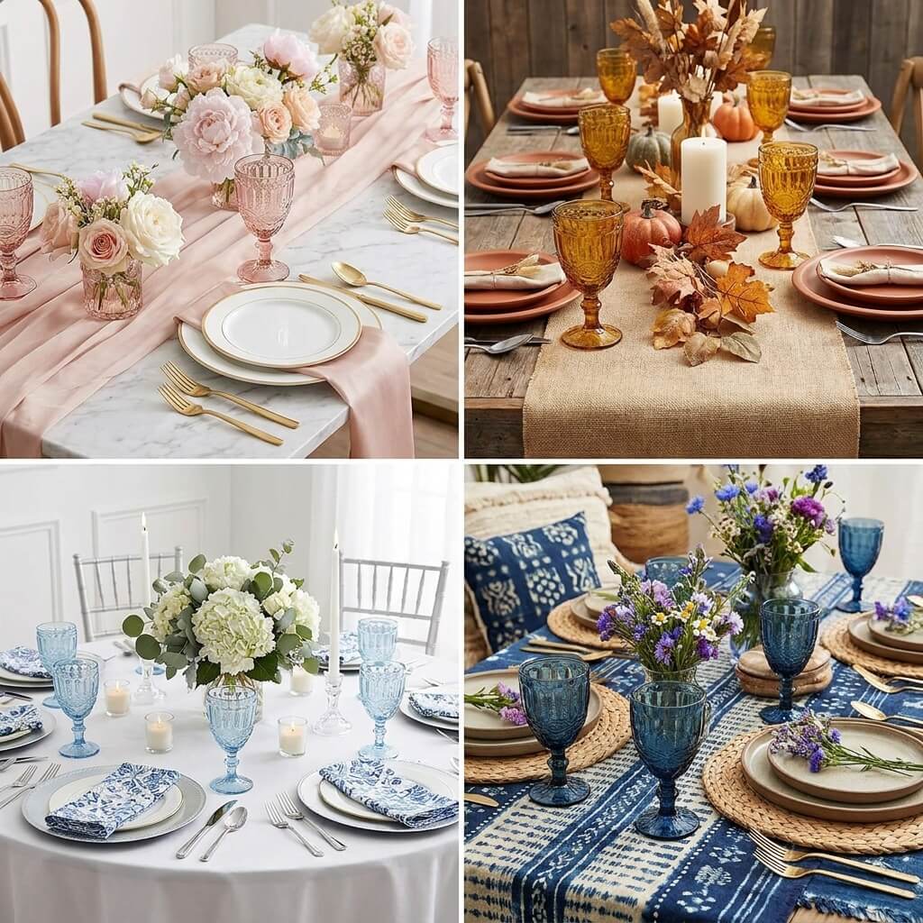 24-Pack Plastic Vintage Goblets – 10oz Transparent Dusty Blue Retro Embossed Wine Glasses, Elegant Water & Juice Cups - 7" Tall - Image 5