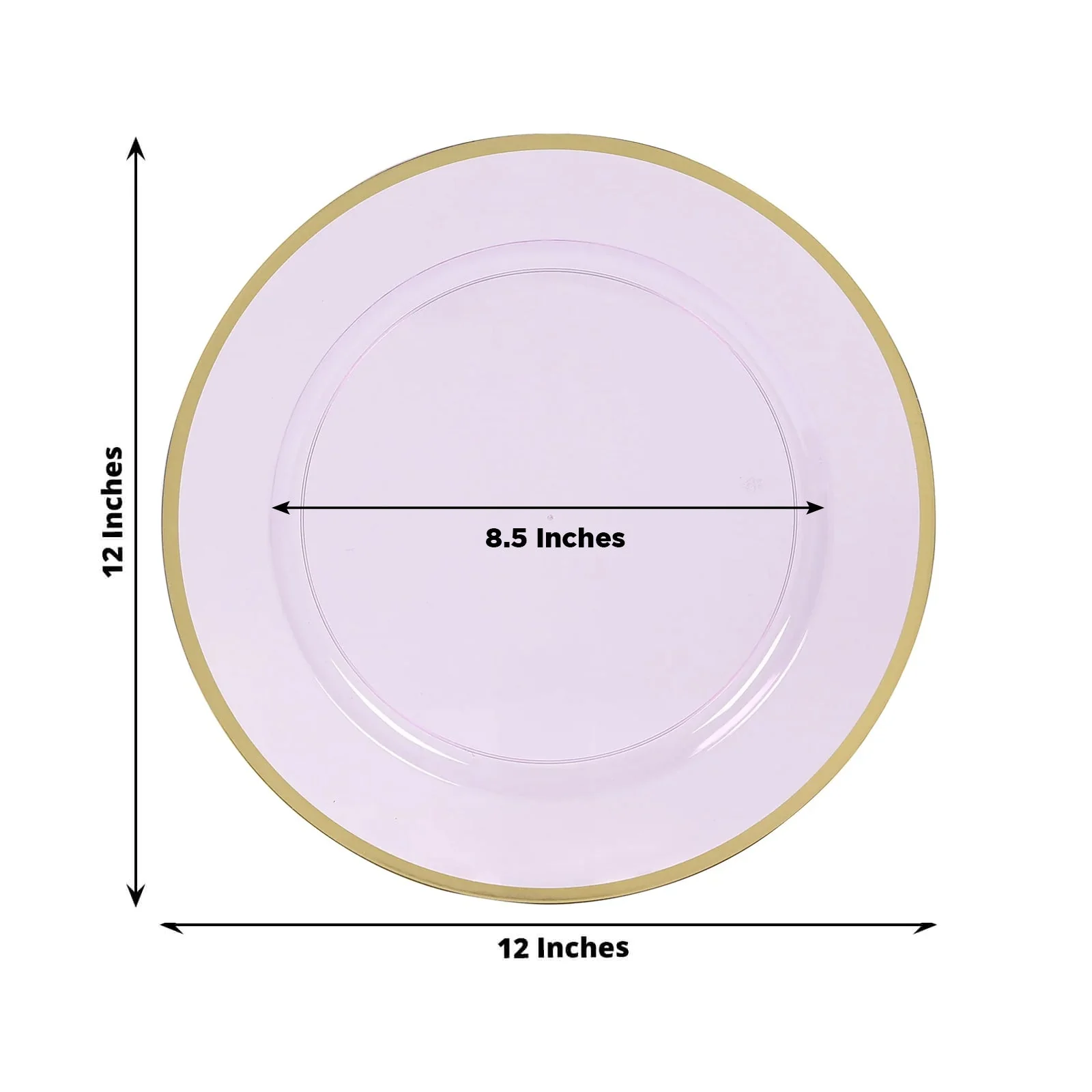 10 Pack Purple Economy Plastic Charger Plates With Gold Rim, Round Transparent Dinner Chargers Event Tabletop Decor - 12" - Image 2