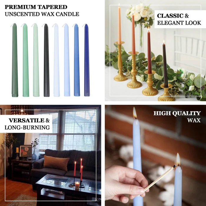 10-Pack Taper Candles 10" Premium Wax Design Cinnamon Brown - Unscented Candles - Image 4