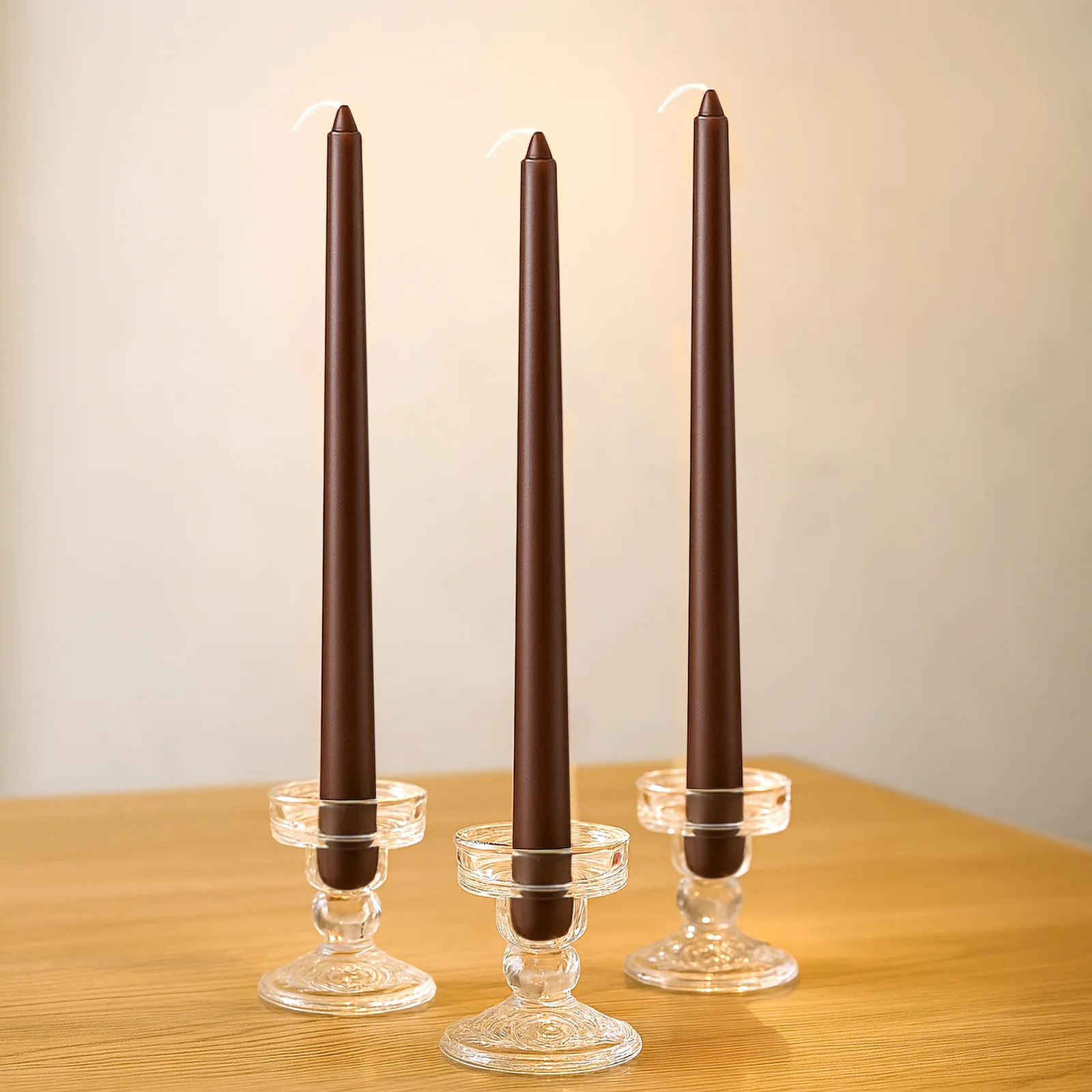 10-Pack Taper Candles 10" Premium Wax Design Cinnamon Brown - Unscented Candles - Image 7