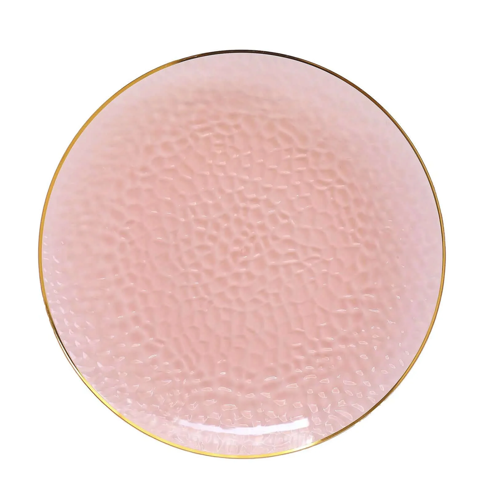 10 Pack Economy Plastic Charger Plates 13" Round Transparent Blush Hammered Design with Gold Rim - Decorative Dinner Party Serving Plates - Image 7