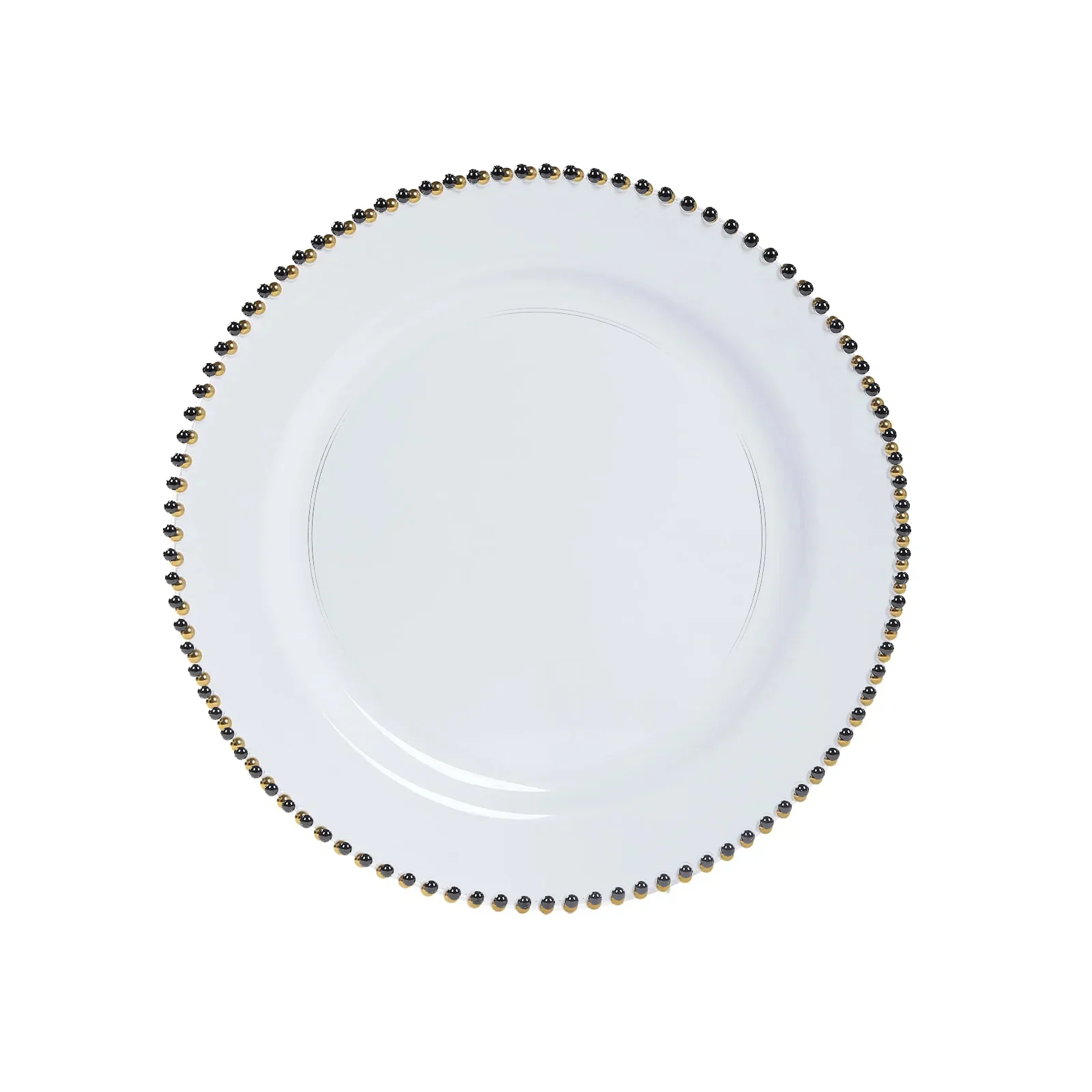10-Pack Economy Plastic Charger Plates 13" Round Clear with Black Beaded Rim - Stylish Dinner Party Serving Plates - Image 2
