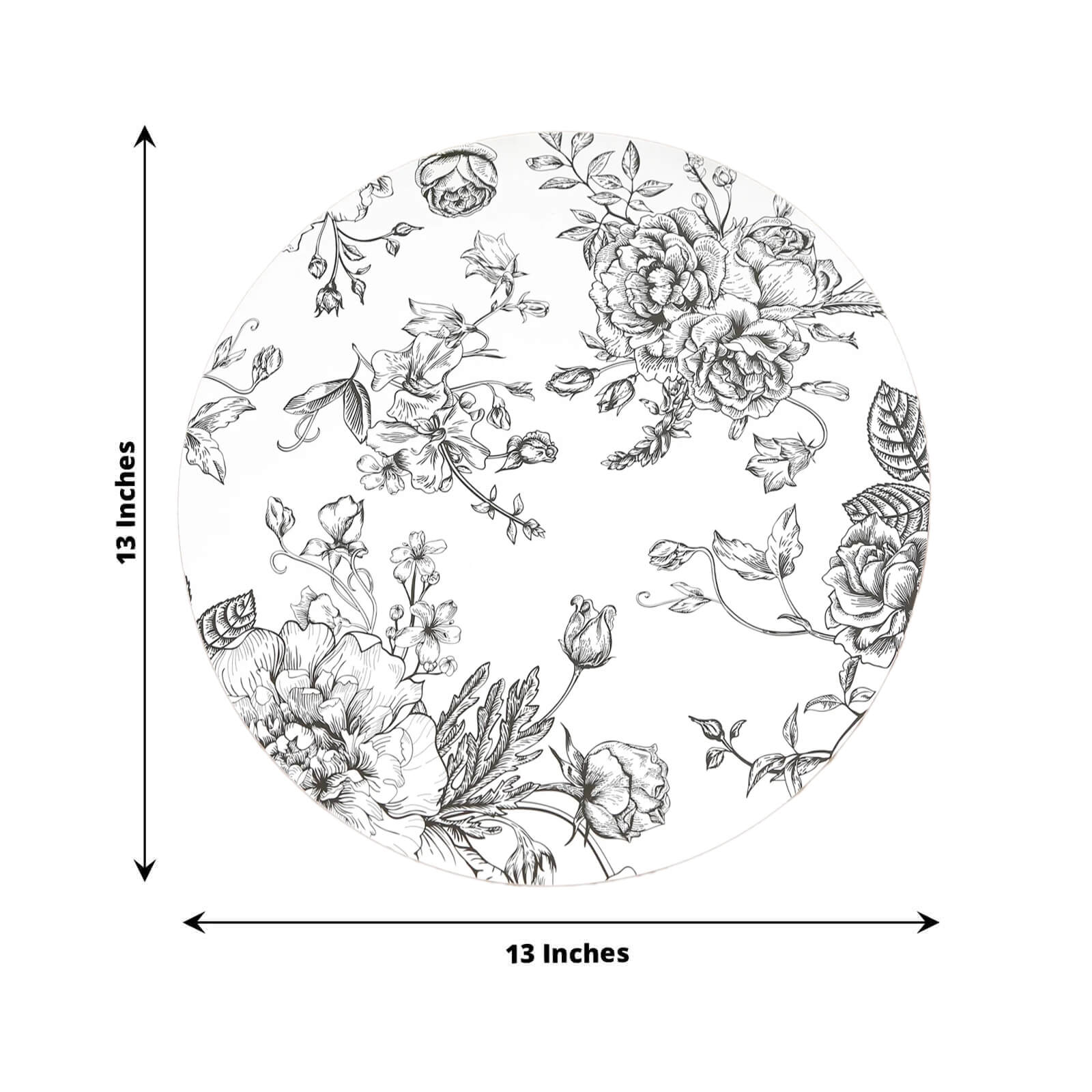 10-Pack Disposable Table Placemats in French Toile Print 13" in Matte White/Black - Classy Cardboard Placemats for Dinner Parties & Banquets - Image 3